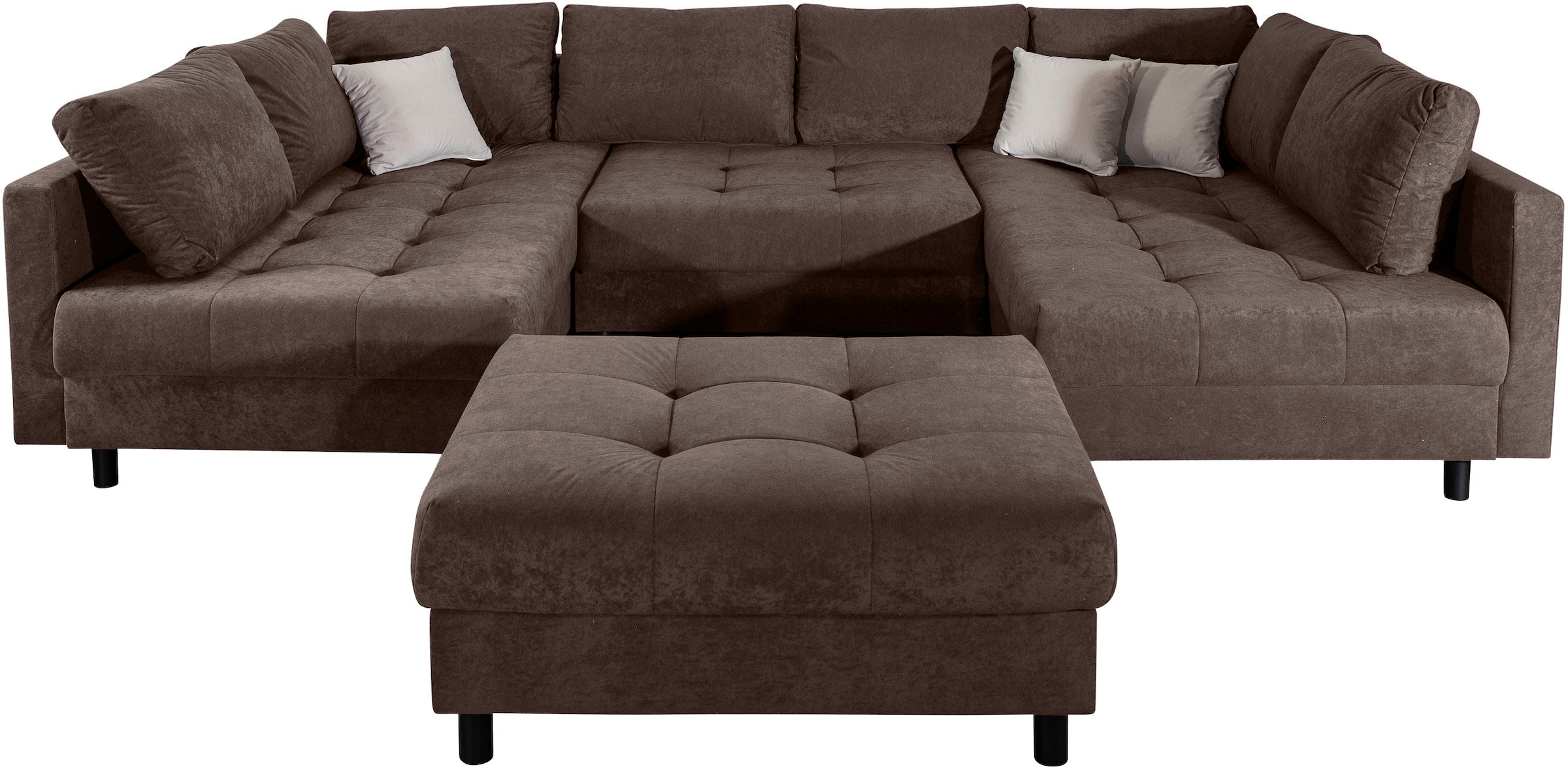 OTTO home Wohnlandschaft »Antonia U-Form, B: 298 cm« Wohnlandschaft, Rückenkissen, 2 ottomane, Komfortablem Bonnelfederkern