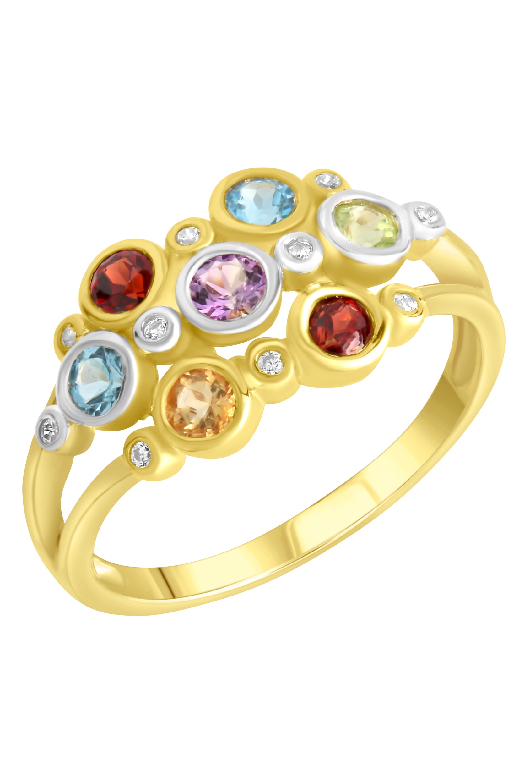 Firetti Silberring »Multi«, Amethyst, Blautopas (beh), Citrin, Granat, Peridot,... kaufen
