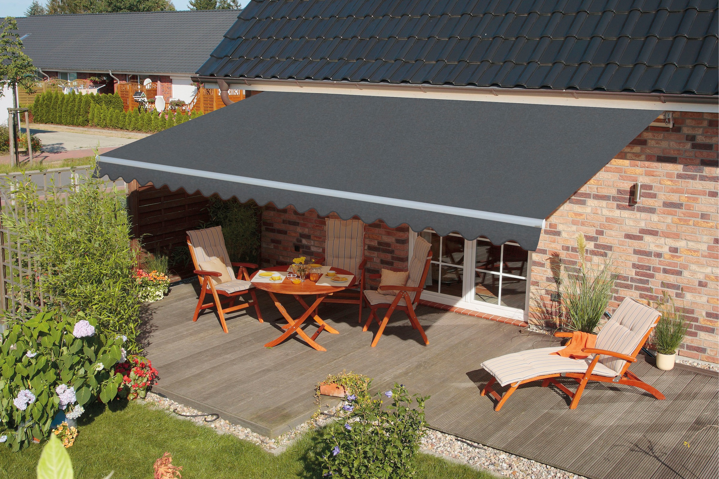 Spettmann Gelenkarmmarkise »STAR FIX«, 300 cm Breite, 200 cm Ausfall, Volant gewellt