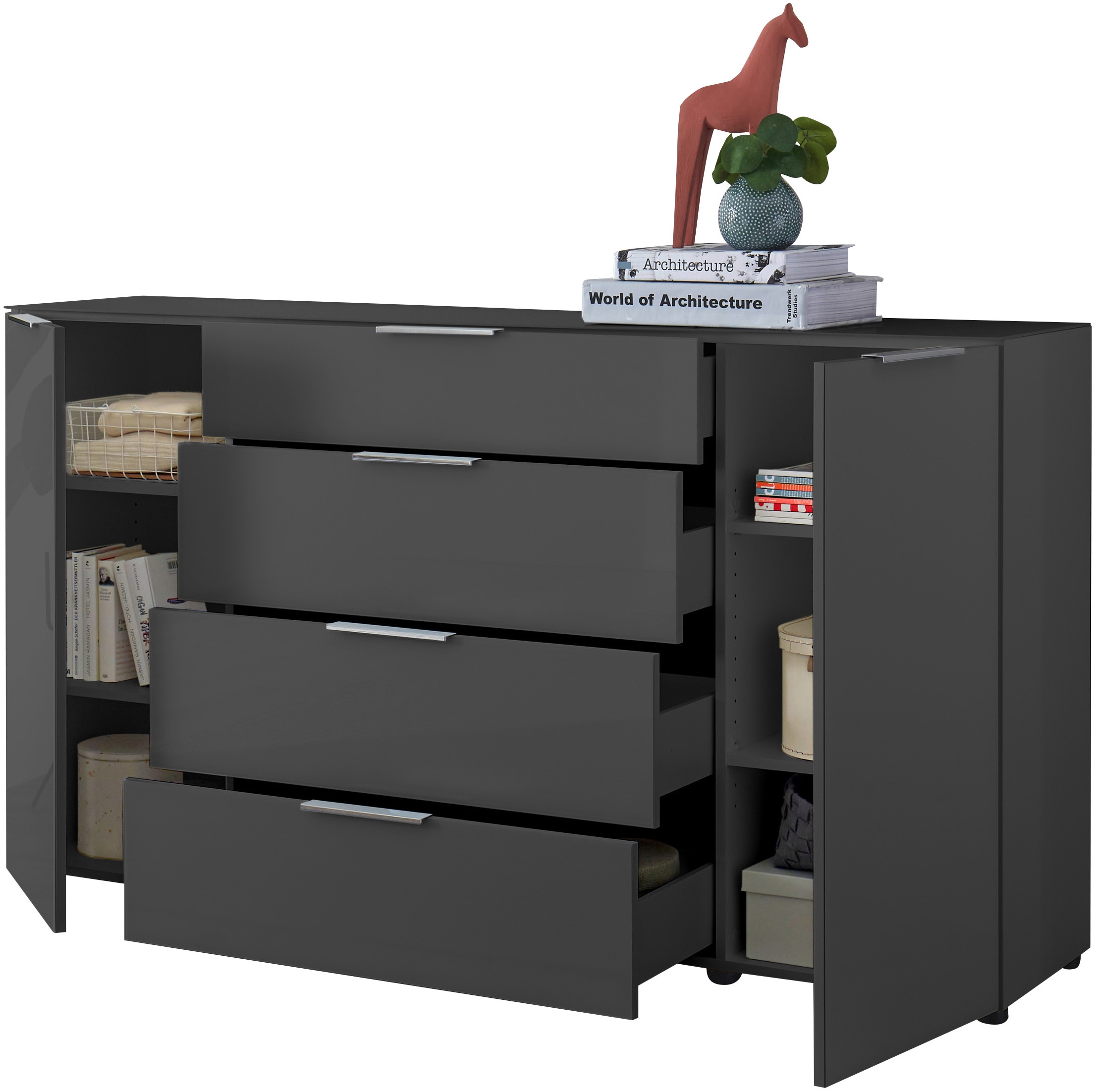 HBZ Kommode »Santorin, BxHxT 180x99x40 cm«, (1 St.), Breite 180cm, Softclose für Türen und Schubkästen, Melaminbeschichtung