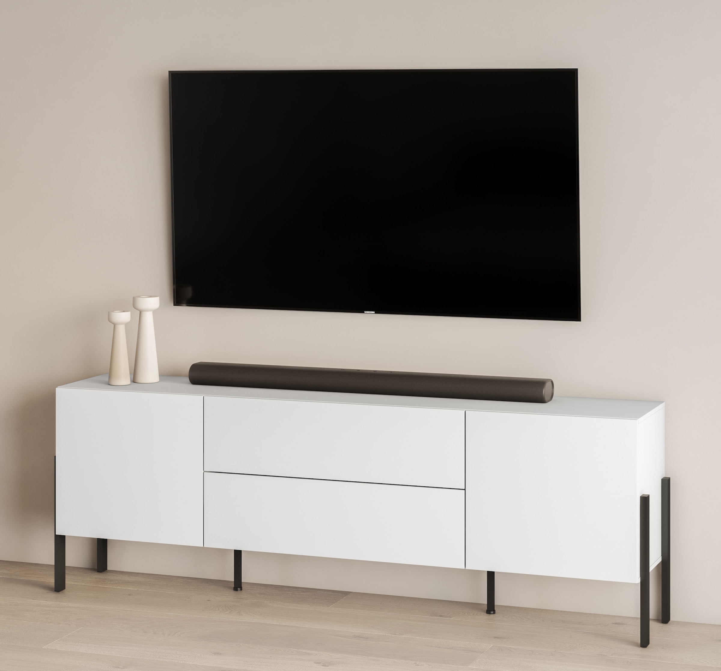 INOSIGN Lowboard »Jukon,Breite 200 cm, moderne grifflose TV-Kommode,2 Türen/2 Schubladen«, TV-Schrank mit viel Stauraum, TV-Board, push-to-open-Funktion