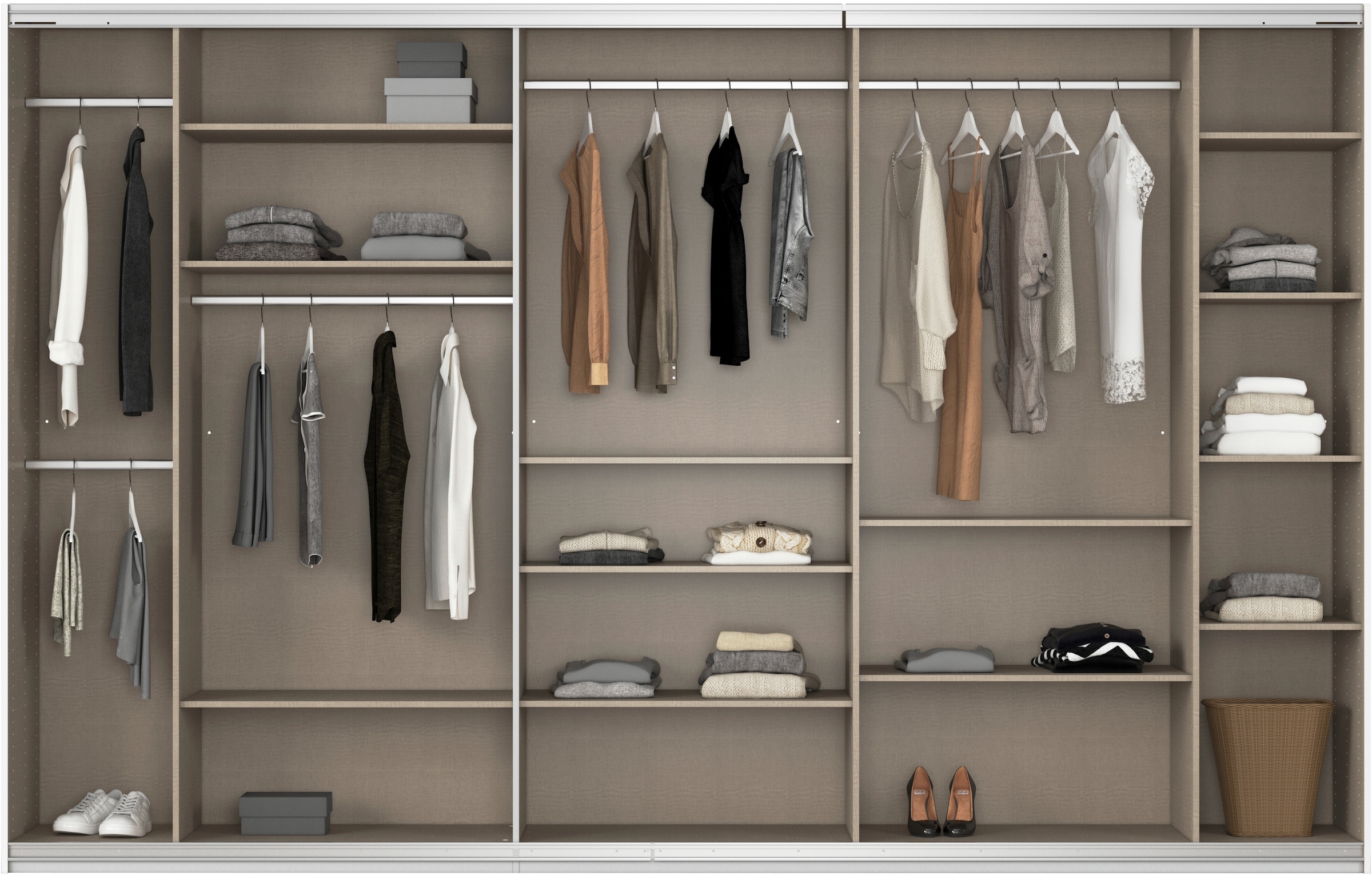 rauch Schwebetürenschrank »Kleiderschrank Schrank Garderobe AGORDO«, Top Innenausstattung, in 4 Breiten und 2 Höhen MADE IN GERMANY