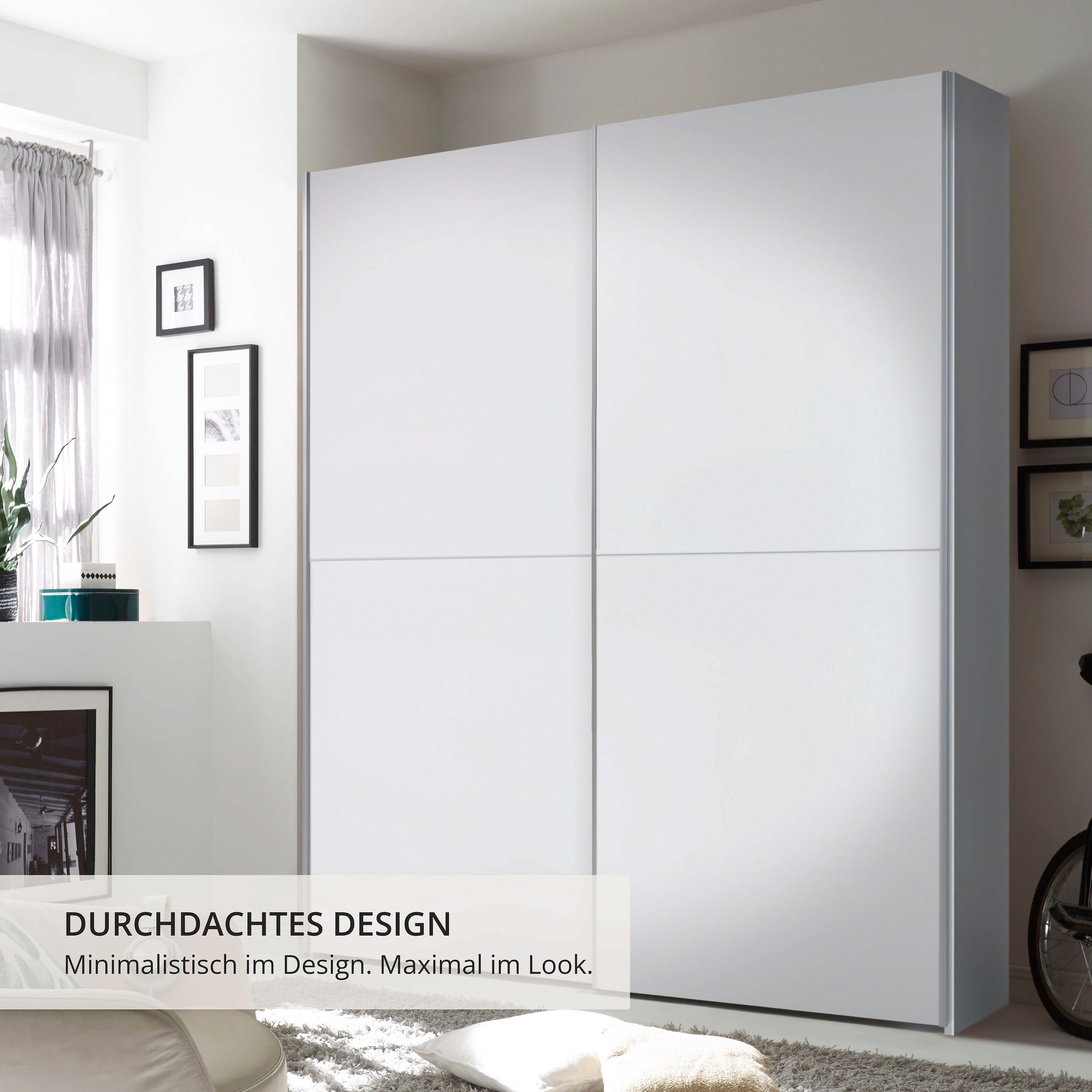 Schlafkontor Schwebetürenschrank »Time Schrank, Kleiderschrank mit Schiebetüren« 4 Türelemente als Schachbrettoptik