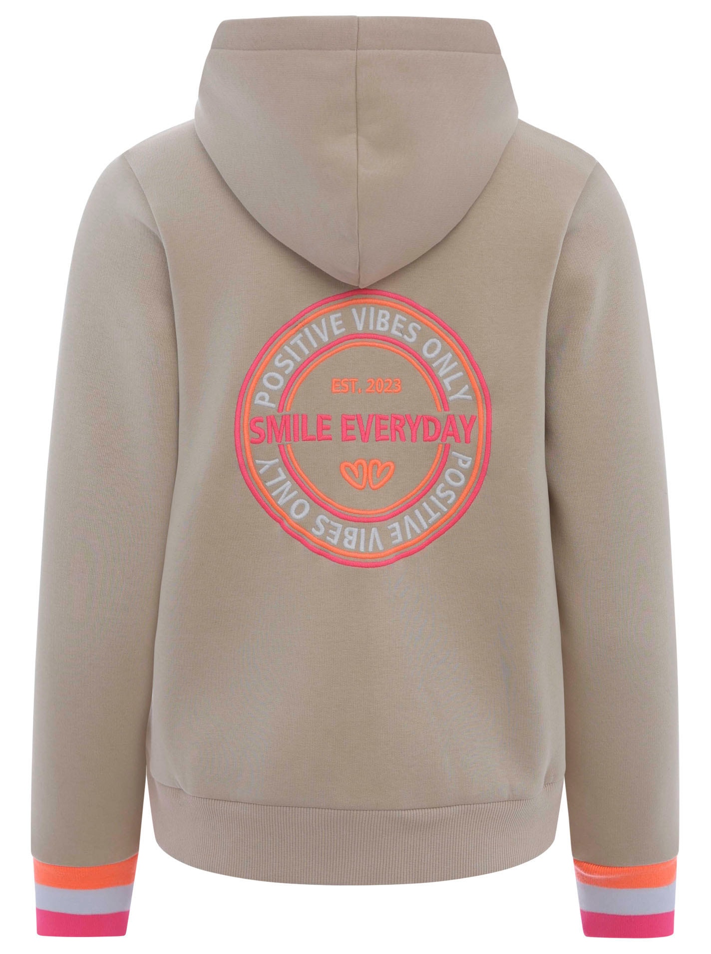 Zwillingsherz Sweatjacke, mit Kapuze, Backprint, Detailprint vorne