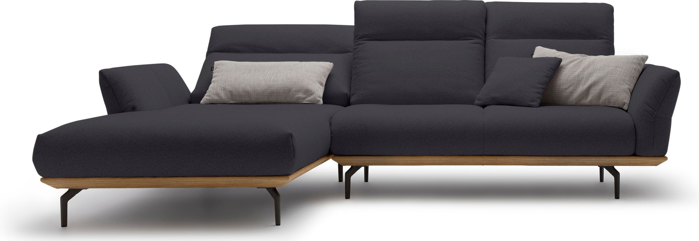 Creation BY ROLF BENZ Ecksofa »CR.460«, Sockel in Nussbaum, Winkelfüße in Umbragrau, Breite 298 cm