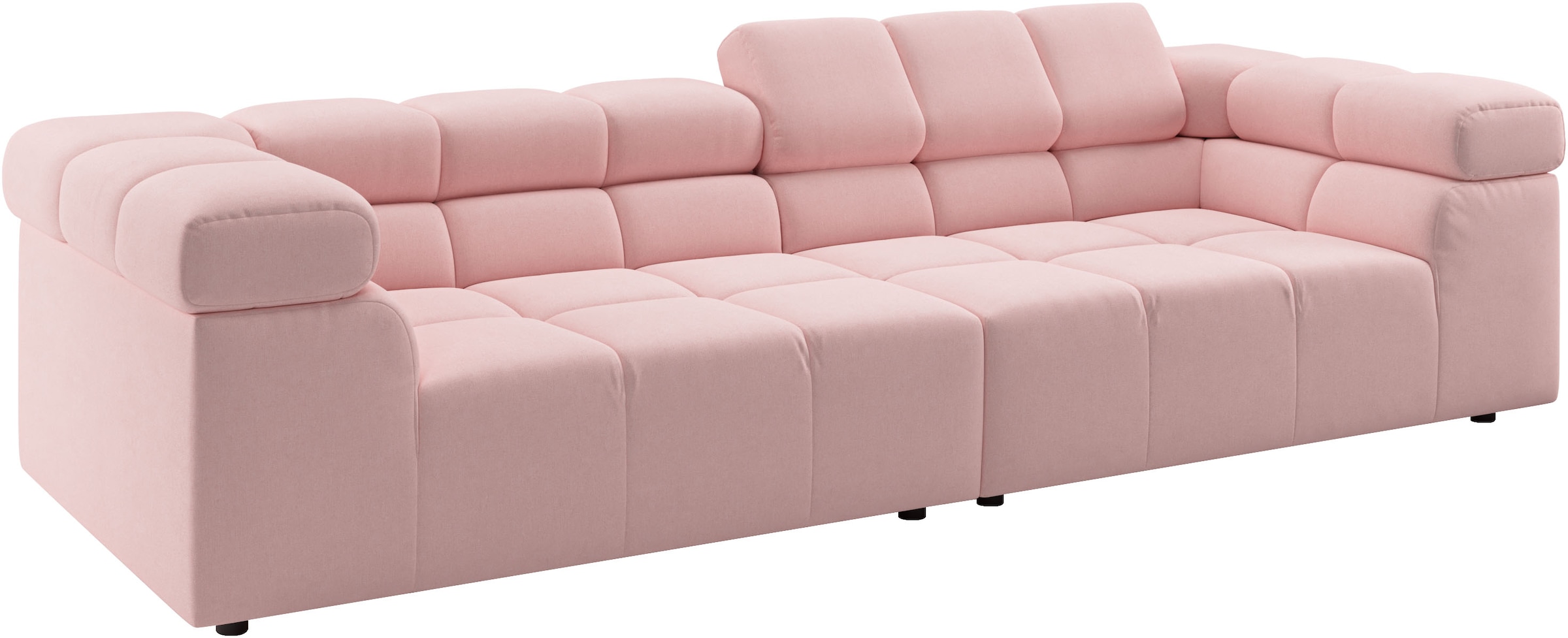 Home affaire Big-Sofa »Ancona modern, elegant, bequem, viel Platz, B/T/H: 290/110/70 cm« auffällige Steppung, inkl. 2 Zierkissen und verstellbaren Kopfstützen
