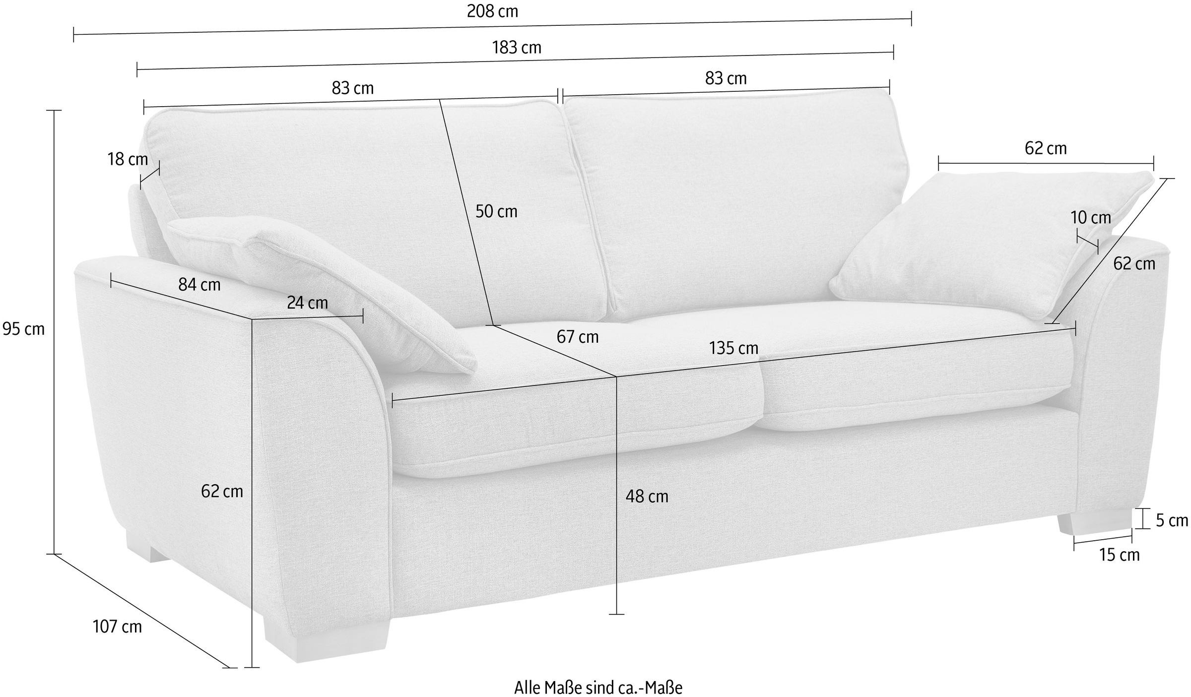 Home affaire 3-Sitzer »Savoy«, gemütliches Sofa mit vielen Kissen, in 2 Bezugsqualitäten