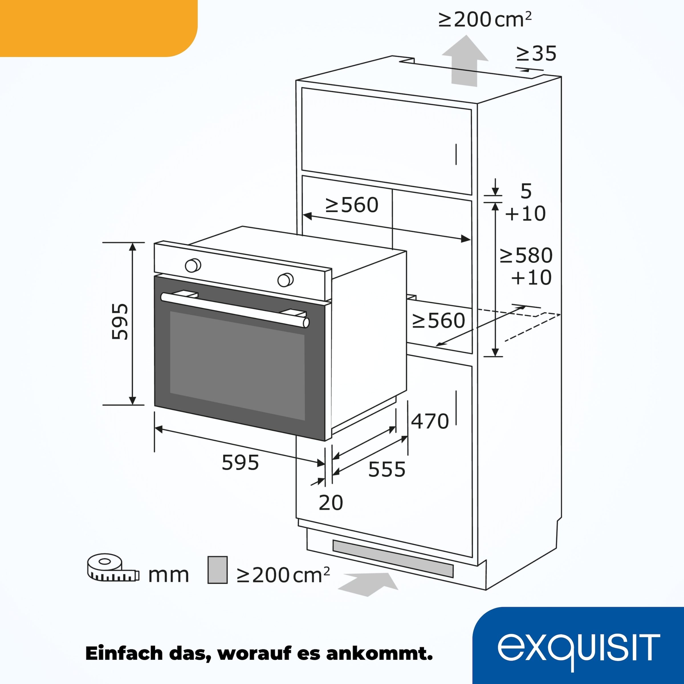 exquisit Einbaubackofen »EBE367-H-120 mattschwarz«