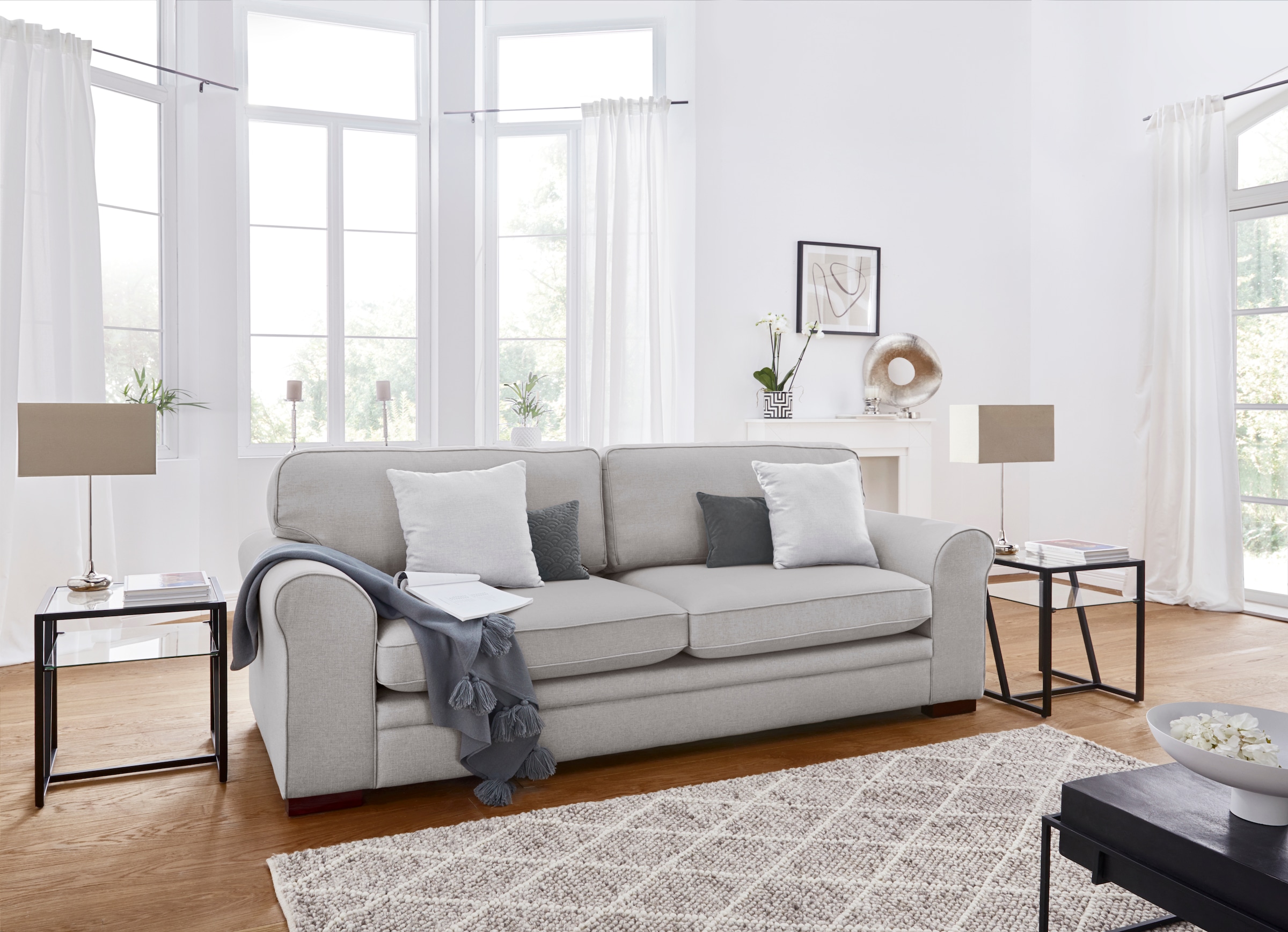 Home affaire 3-Sitzer »Broughton«, weicher Sitzkomfort, incl. 2 Zierkissen, Keder