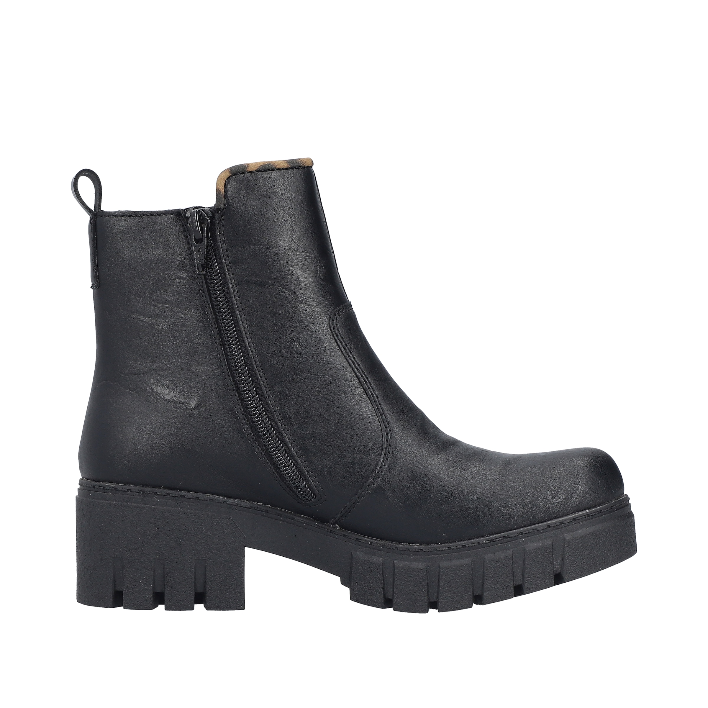 Rieker  Stiefelette mit dekorativer Einfassung in Leo-Optik