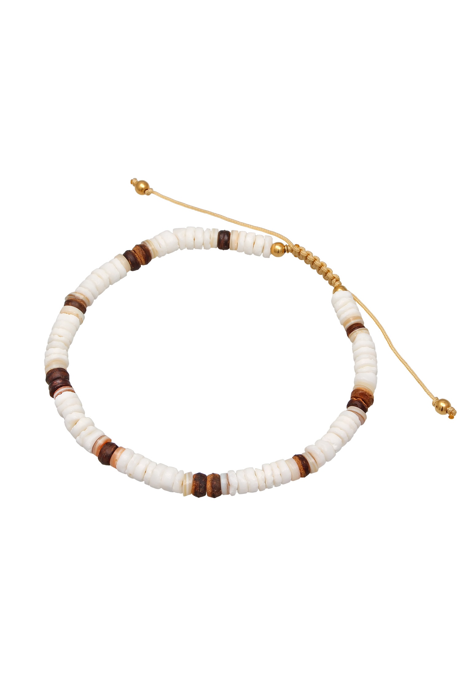 Elli Fußkette »Fußschmuck Muschel Kokosnuss Holz Perlen 925 Silber«
