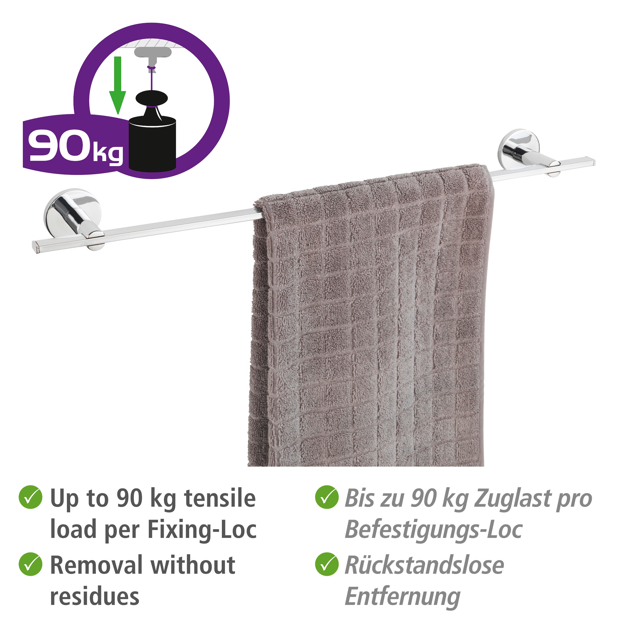 WENKO Handtuchstange »UV-Loc® Isera« befestigen ohne Bohren