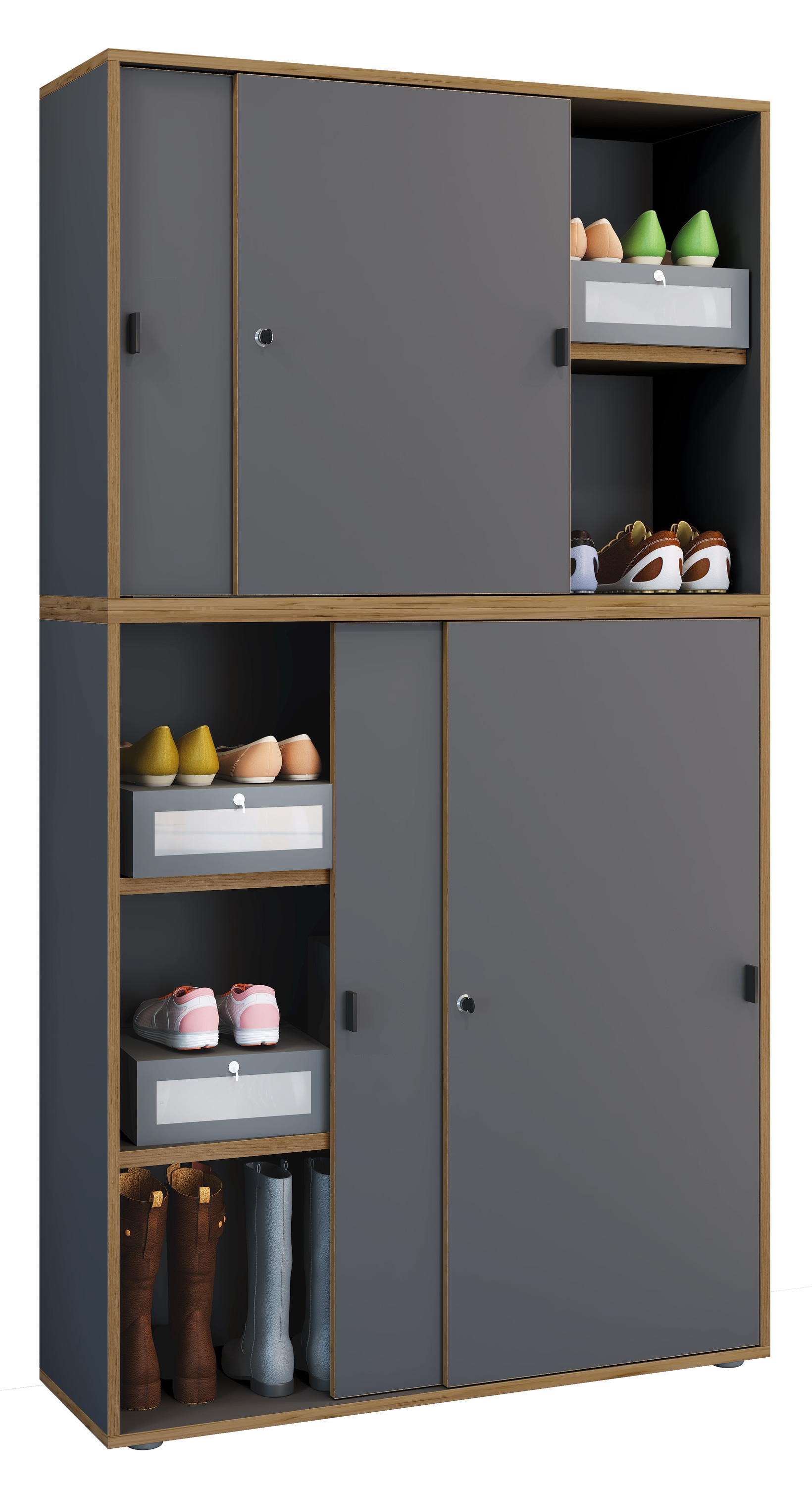 VCM Aktenschrank "Büroschrank Aktenschrank Schiebetüren Salia 5fach" 1 Stk. tlg.