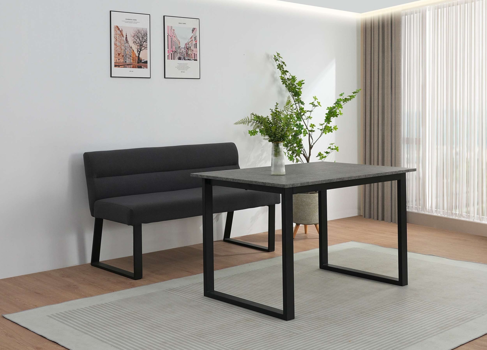 OTTO home Essbank »Ivanna« schwarze Metallbeine, pflegeleichtem Webstoff Bezug, Breite 140 cm