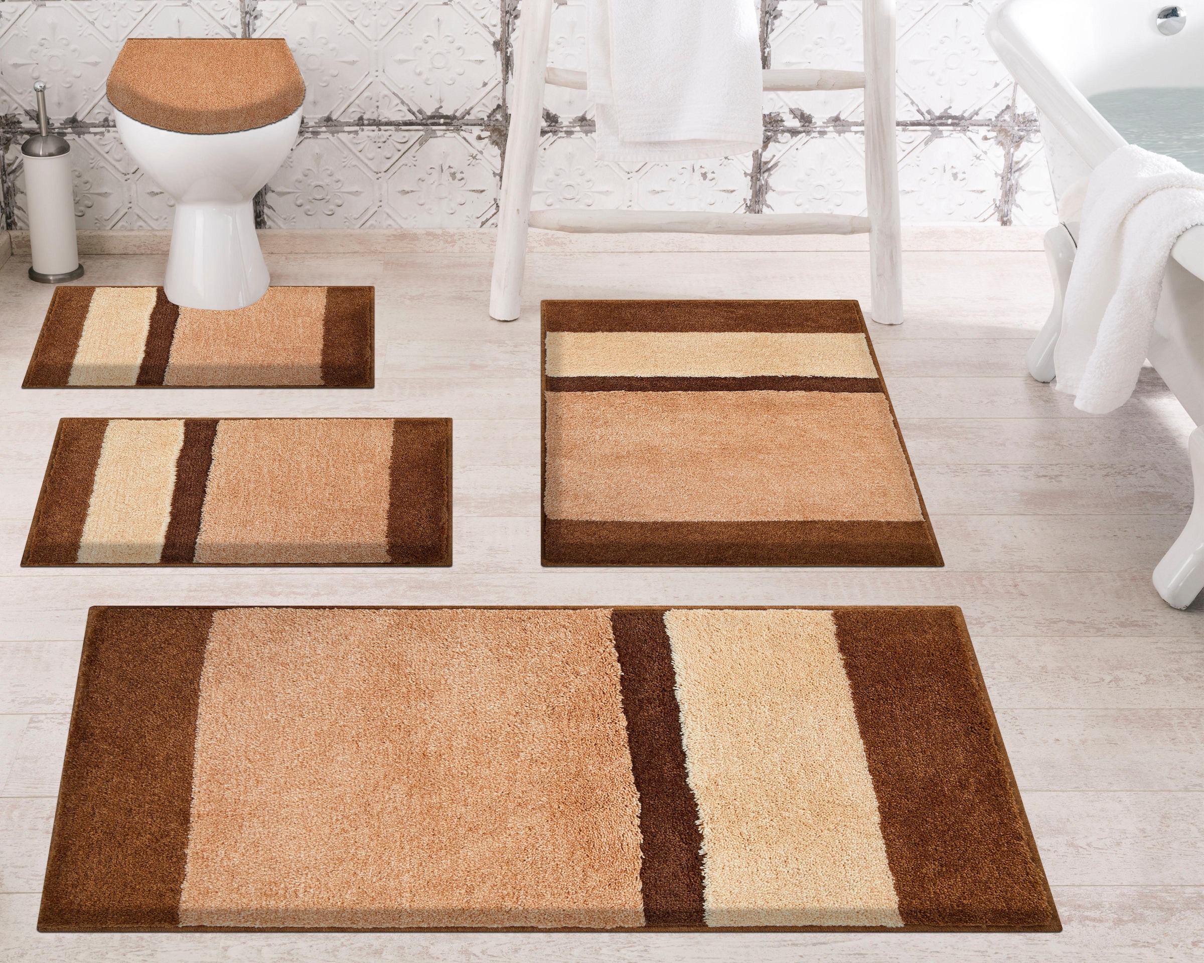 Grund Badematte »Room«, rutschhemmend beschichtet, fußbodenheizungsgeeignet, besonders dichter Flor, Badematte mit Streifen