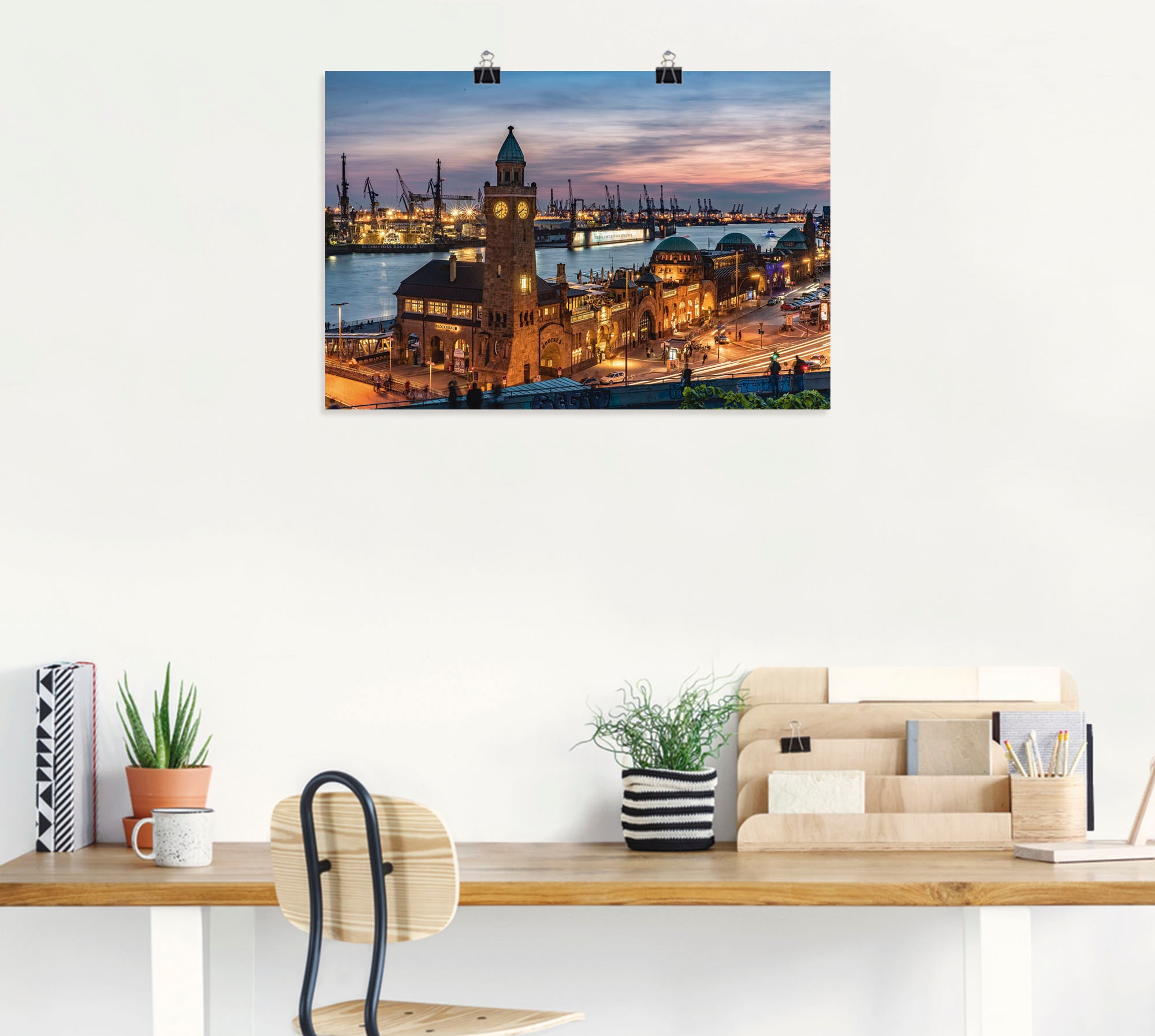 Artland Wandbild »Landungsbrücken Hamburg« Hamburg 1 Stk. tlg. als Leinwandbild, Poster in verschied. Größen