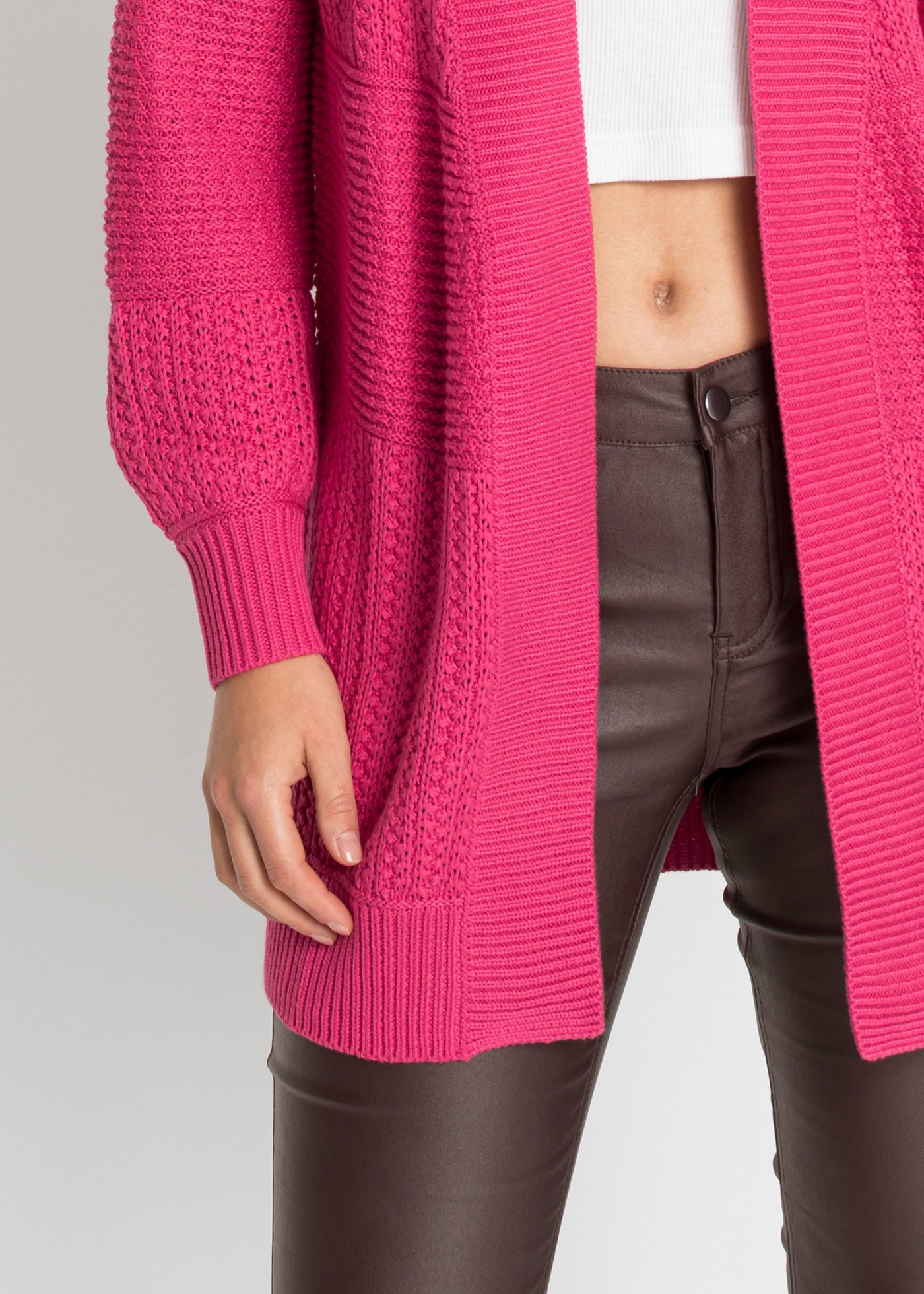 bonprix Longstrickjacke »Longstrickjacke« lockere Passform, mit Strickmuster, casual Stil