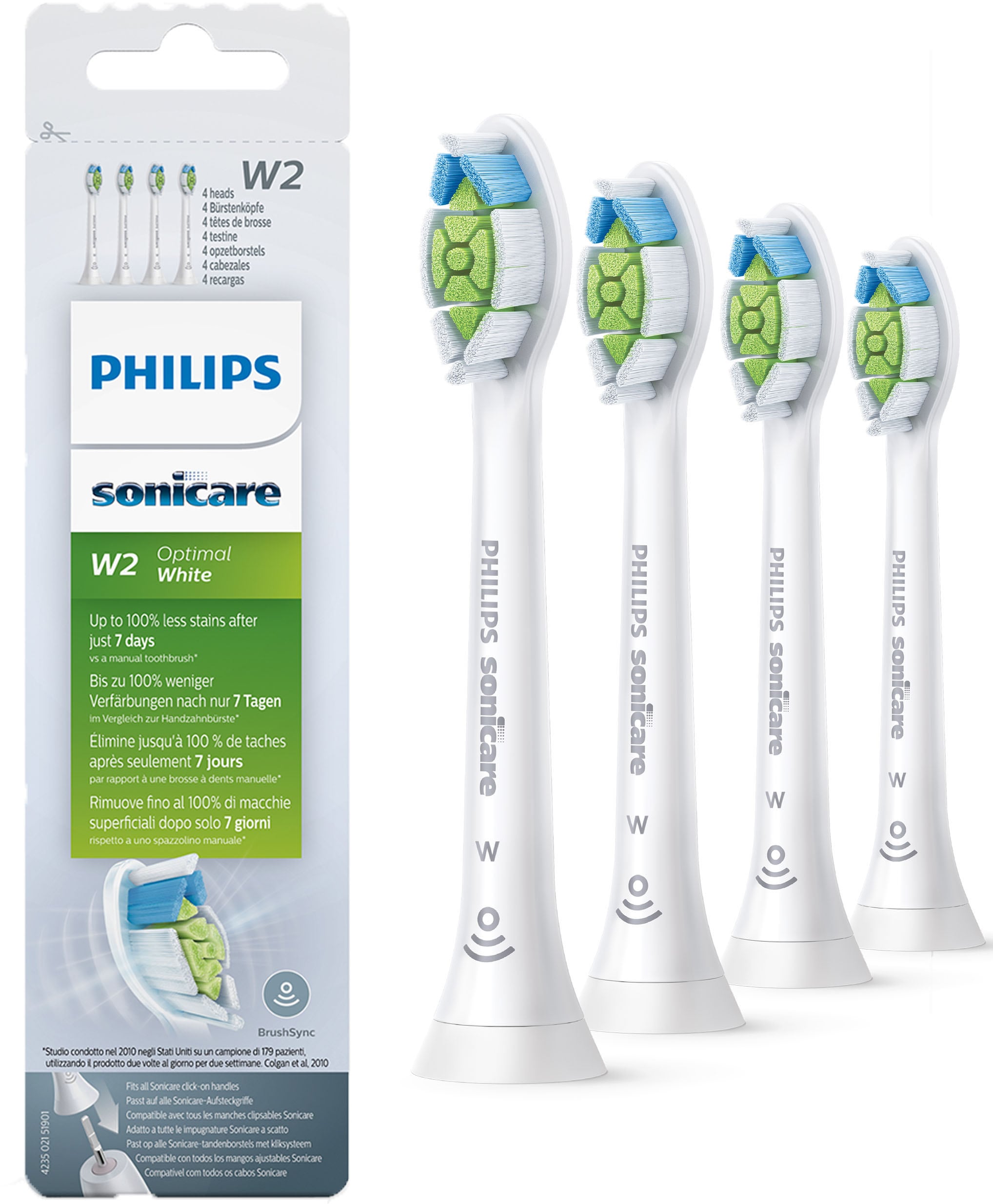 Philips Sonicare Aufsteckbürsten »W2 Optimal White Standard«, mit der Bürstenkopferkennung, Standardgröße