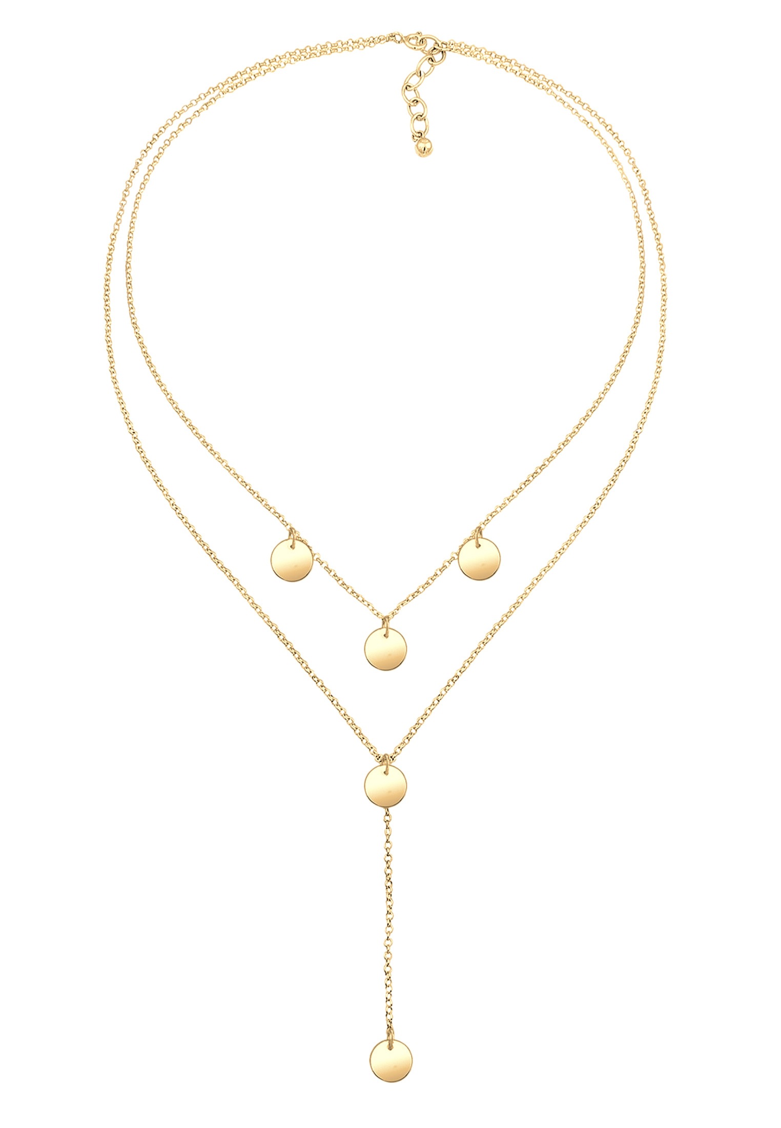 Elli Y-Kette »Halskette Y-Kette Geo Layer Kreis Plättchen 925 Silber«
