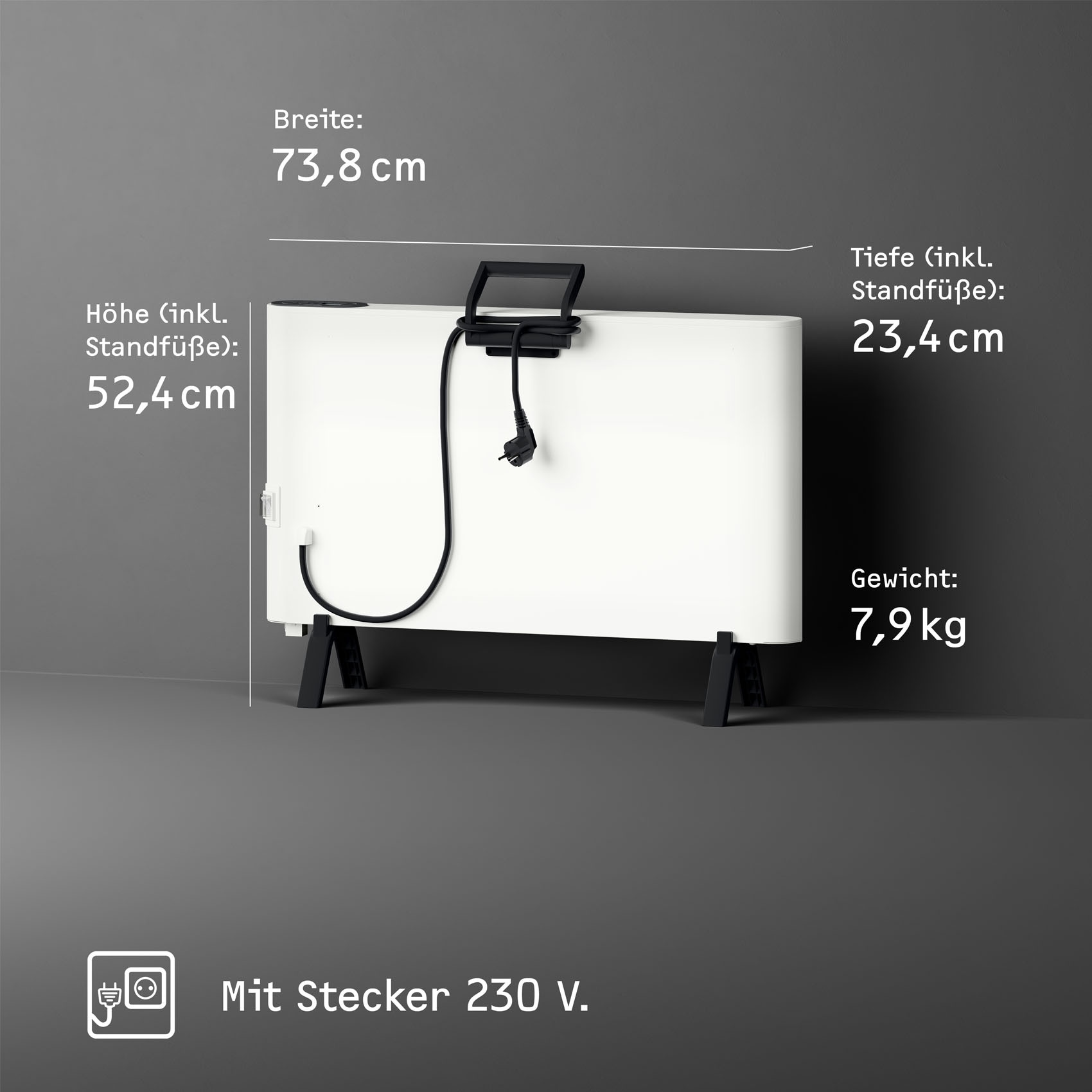 STIEBEL ELTRON Konvektor »»CNS 2000 Plus LCD move«, Standkonvektor engergiesparend, weiß, 2 kW«, für ca. 25 m², LC-Display, Wochentimer