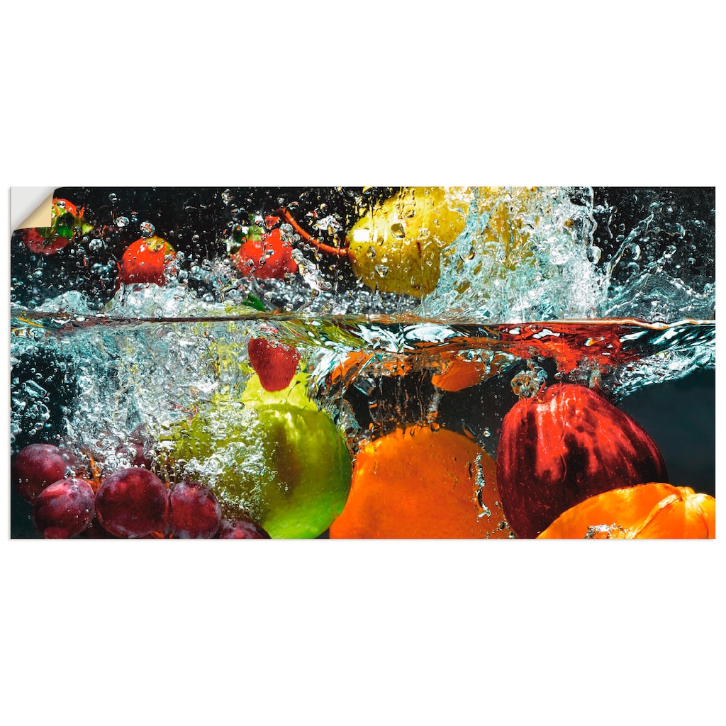 Artland Wandbild »Spritzendes Obst auf dem Wasser«, Lebensmittel, (1 St.)
