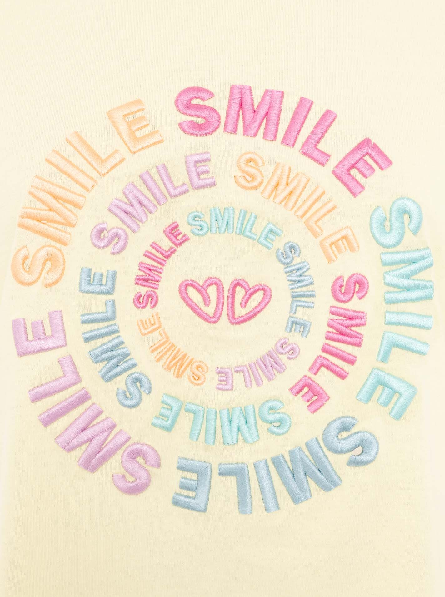 Zwillingsherz T-Shirt »"Smile"« Farbenfrohe runde Stickerei, Rundhals, kurzarm