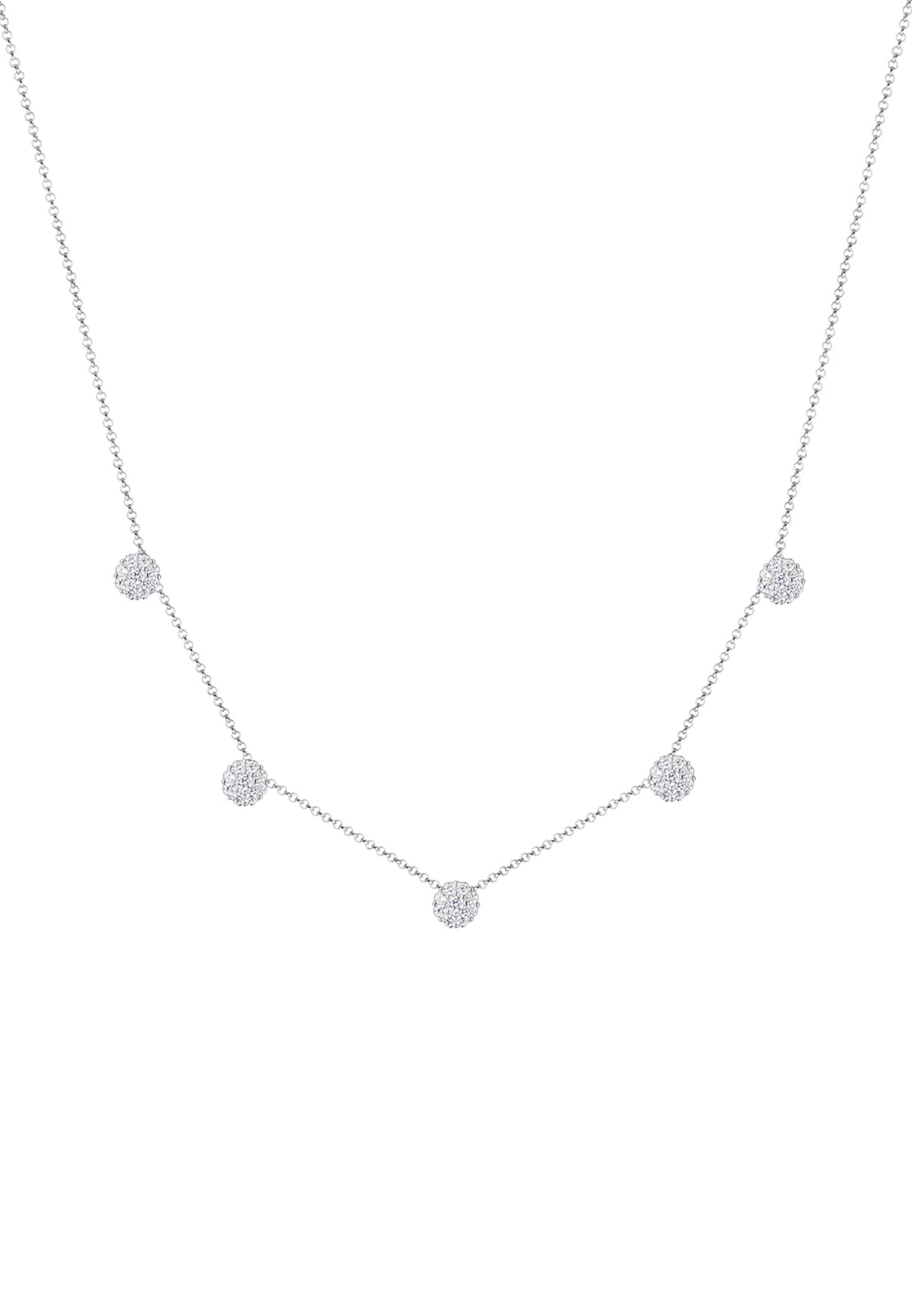 Elli Silberkette »Halskette Zirkonia Blume Symbolik 925 Sterling Silber«