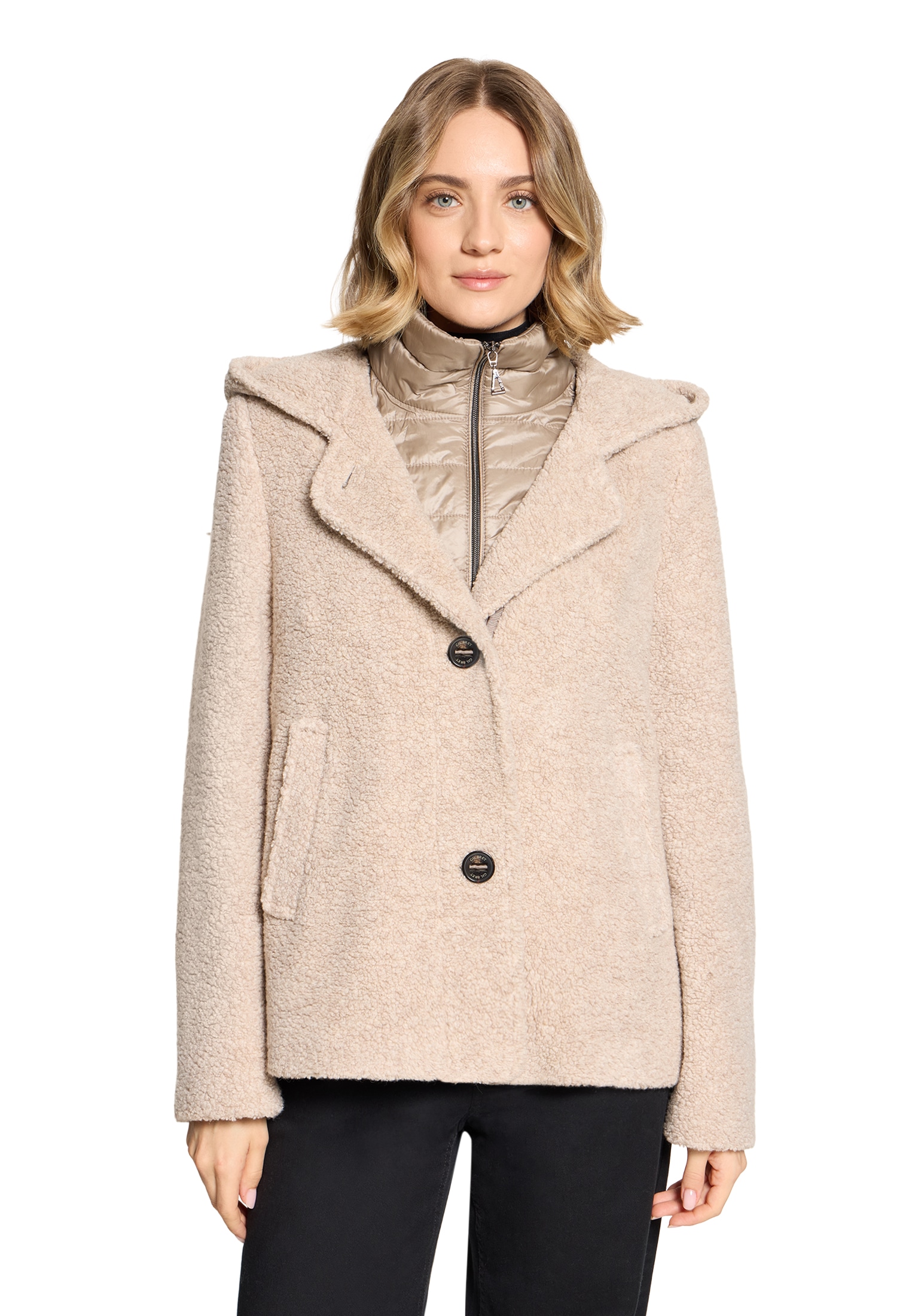 Gil Bret Wolljacke mit Kapuze Fleecejacke mit Kapuze und Knopfverschluss