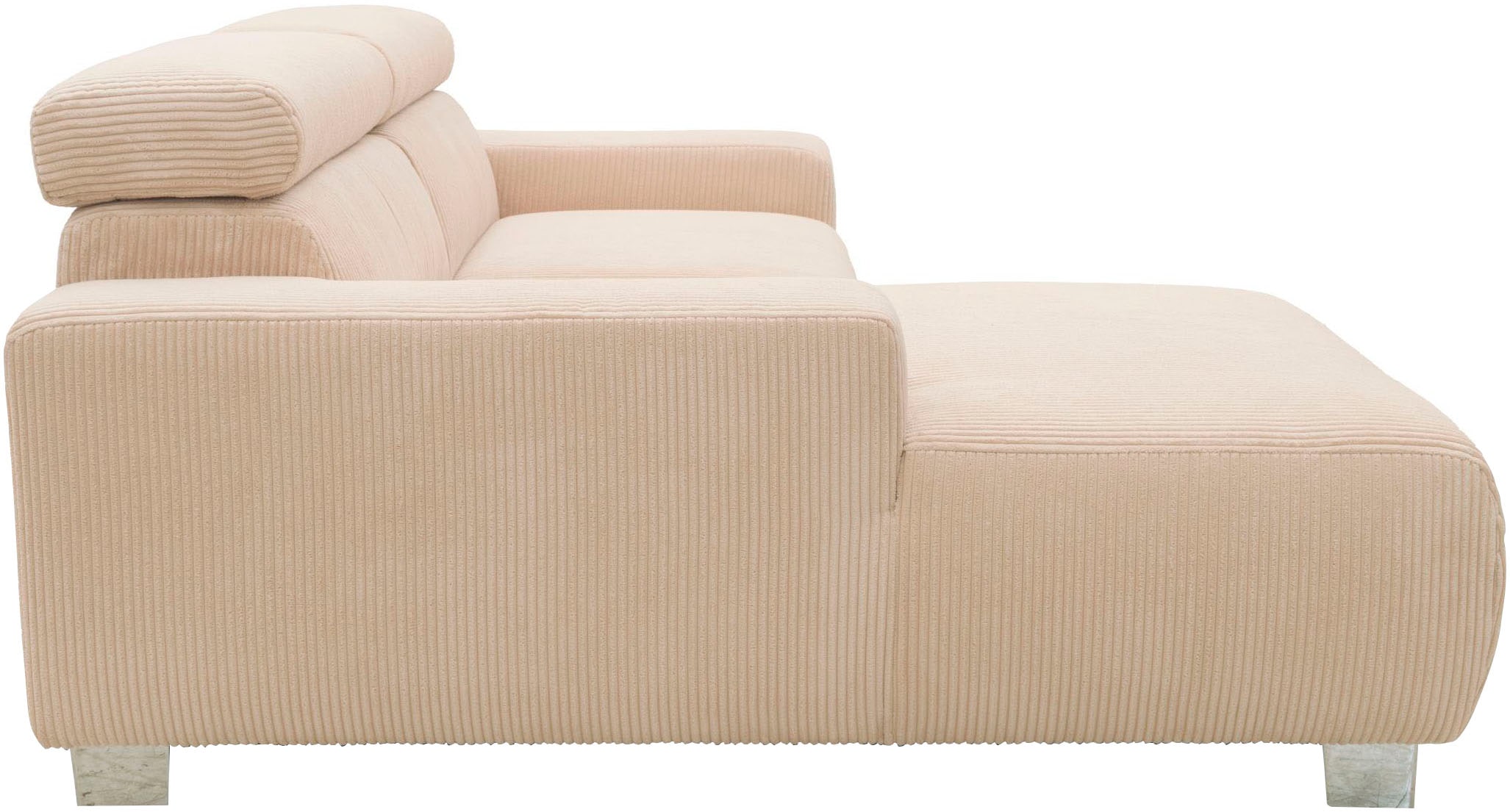 DOMO collection Ecksofa »100030 inkl. Kopfteilverstellung, guter Sitzkomfort, Cordbezug, L-Form« mit komfortabler Wellenunterfederung, ideal für kleine Räume