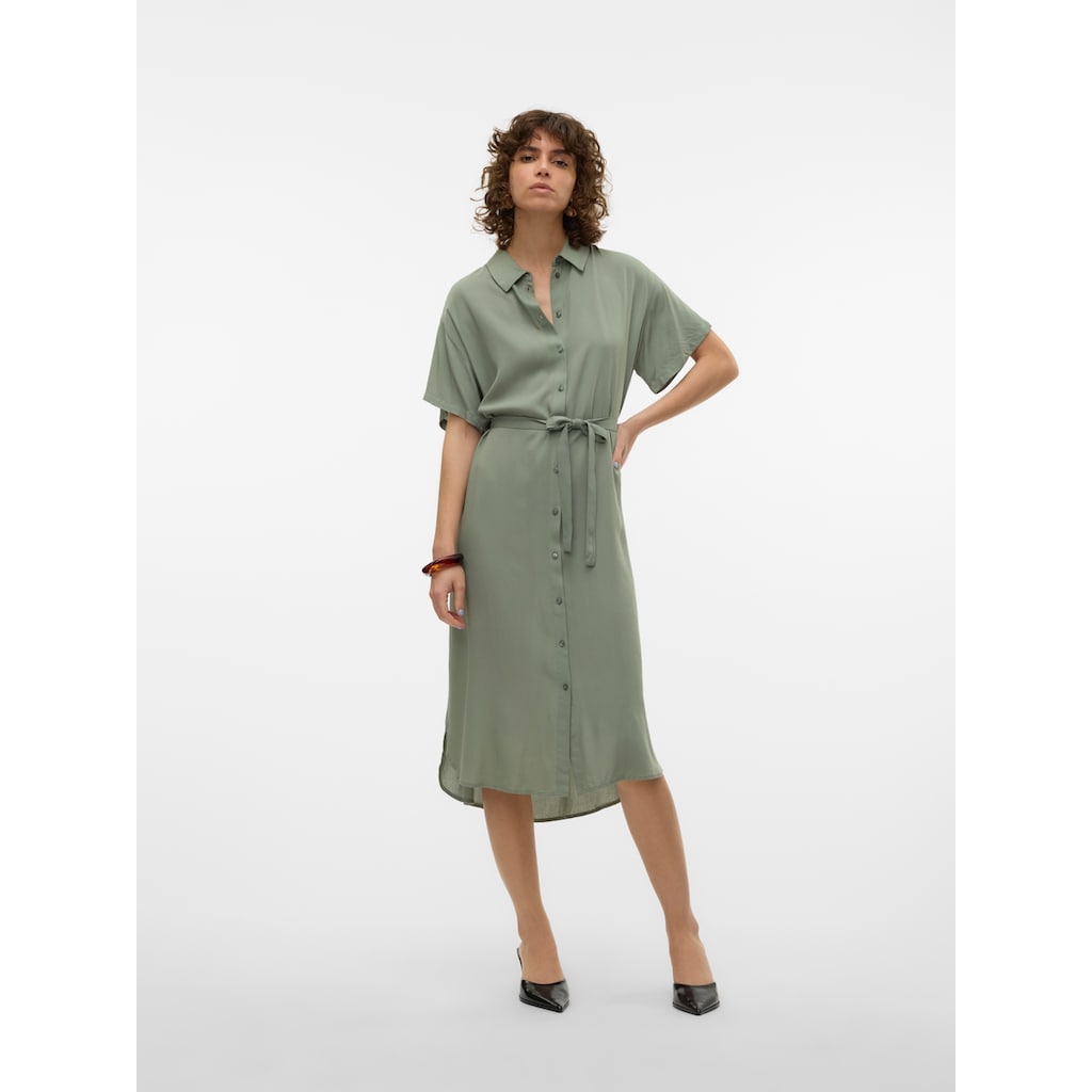 Vero Moda Hemdblusenkleid »VMBUMPY SS CALF SHIRT DRESS NOOS«