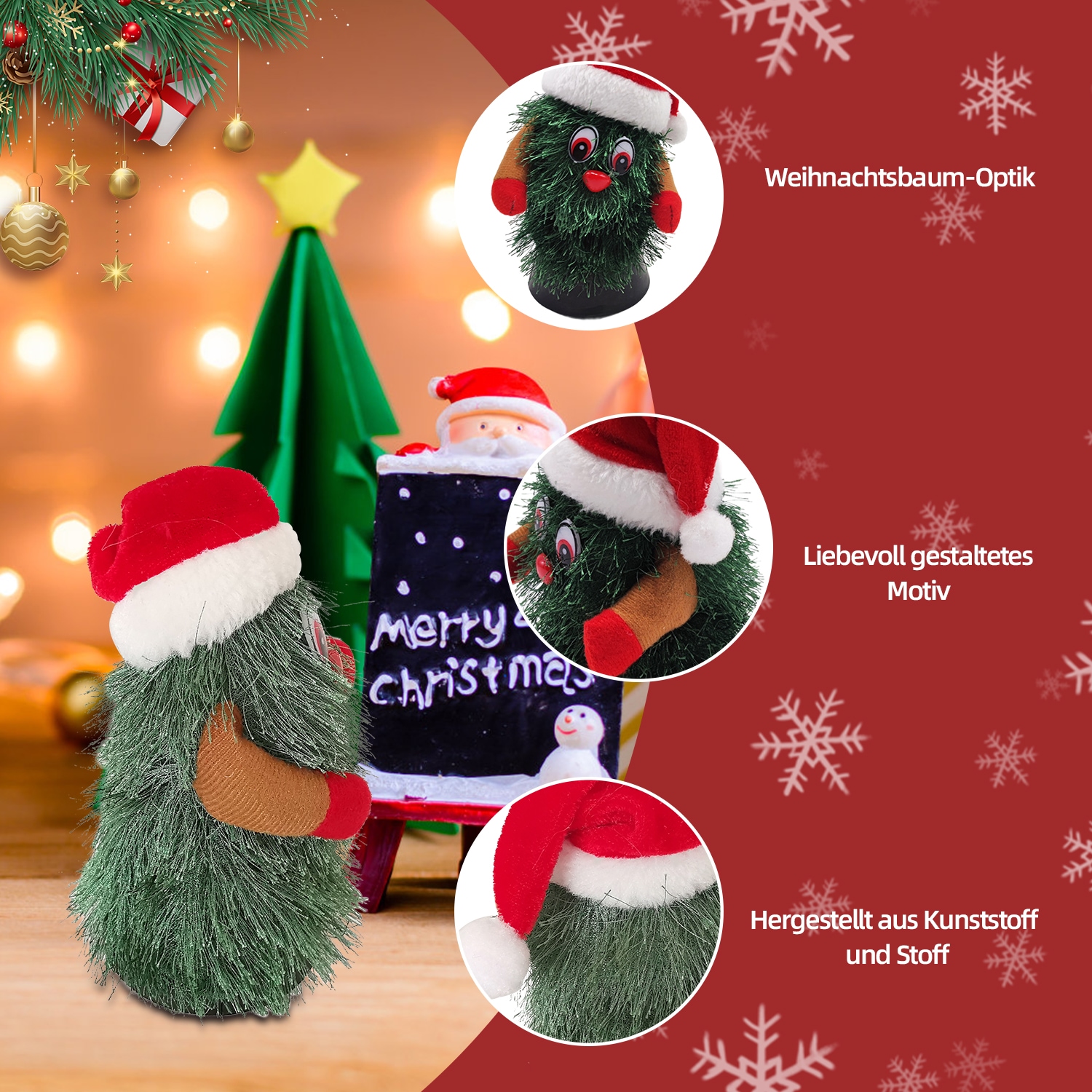 SHX Weihnachtsfigur »Tanzender Weihnachtsbaum«, Bewegung, traditionelles Weihnachtslied