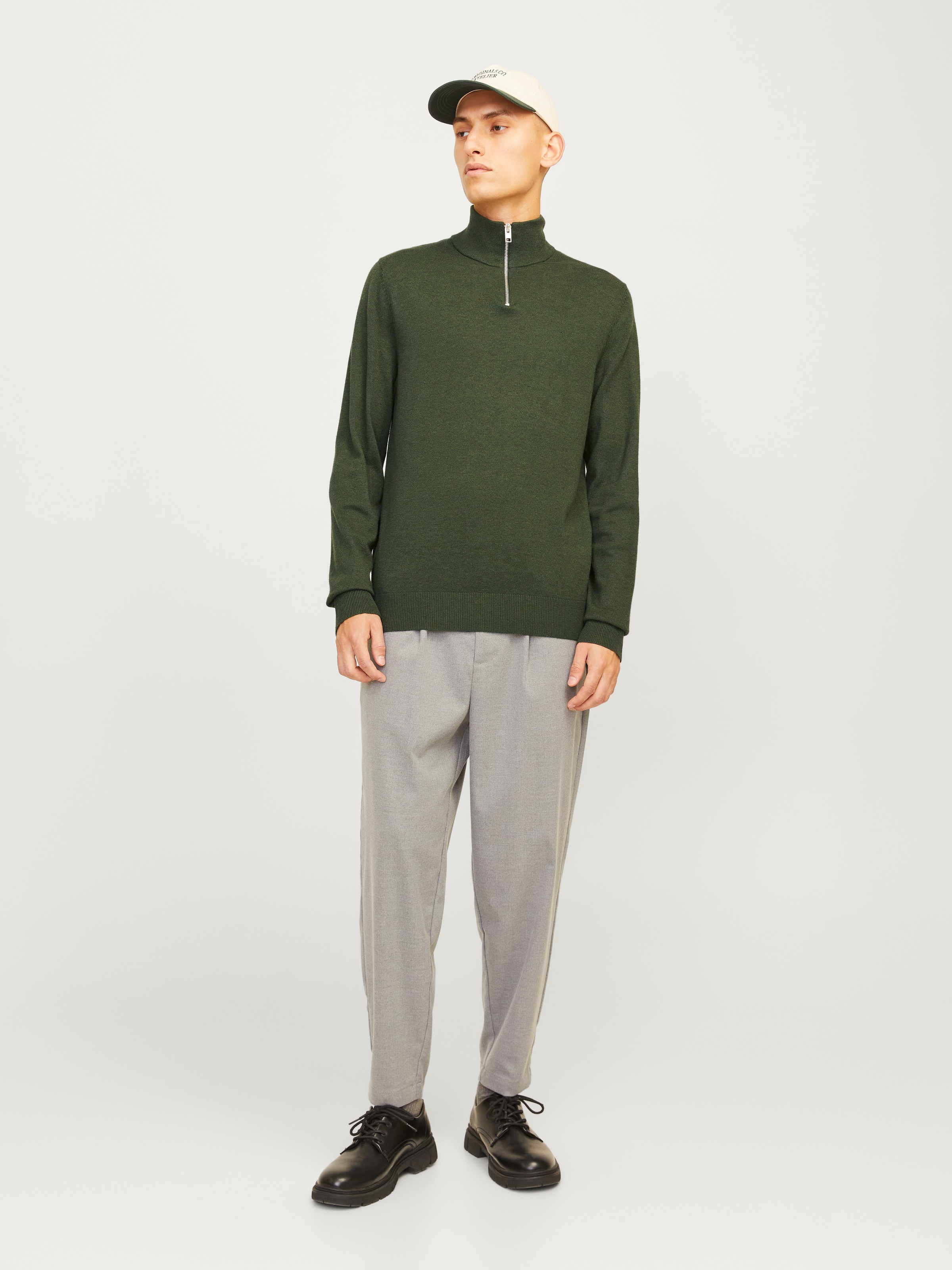 Jack & Jones Troyer »JJEEMIL KNIT HALF ZIP NOOS«, mit Rippbündchen