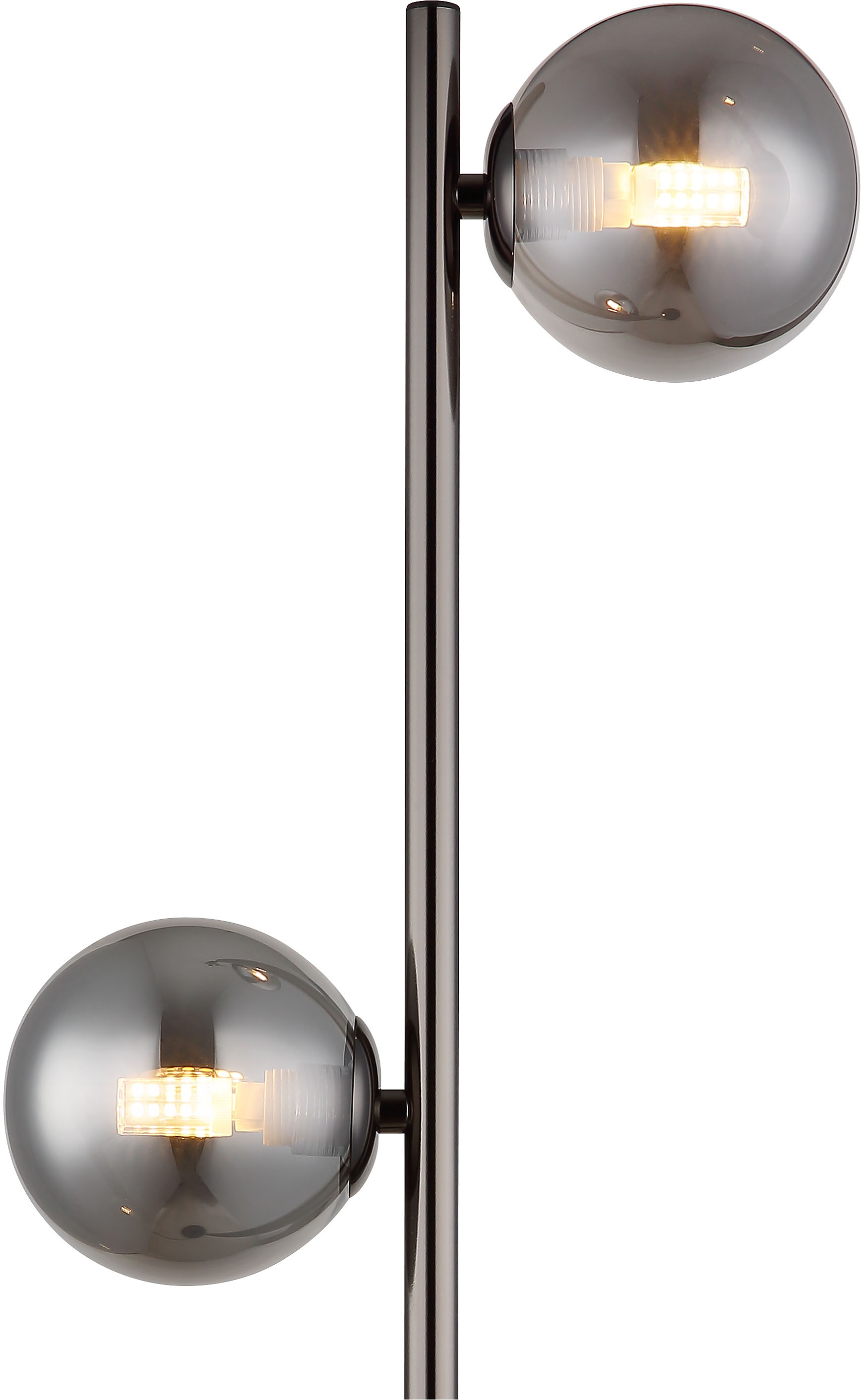 OTTO home Stehlampe »Aivven, Metall schwarz-chromfarben, rauchfarbenes Glas« G9 1 Stk. 180cm Kabellänge,  2x  LED exkl.