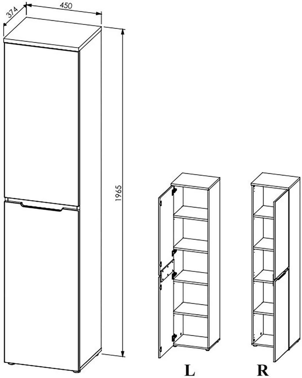 Innostyle Aktenschrank »Memphis Aktenschrank, 45x197x38cm (B/H/T)«, (1 St.), 1 türig, Soft-Close, ABS-Kantenschutz