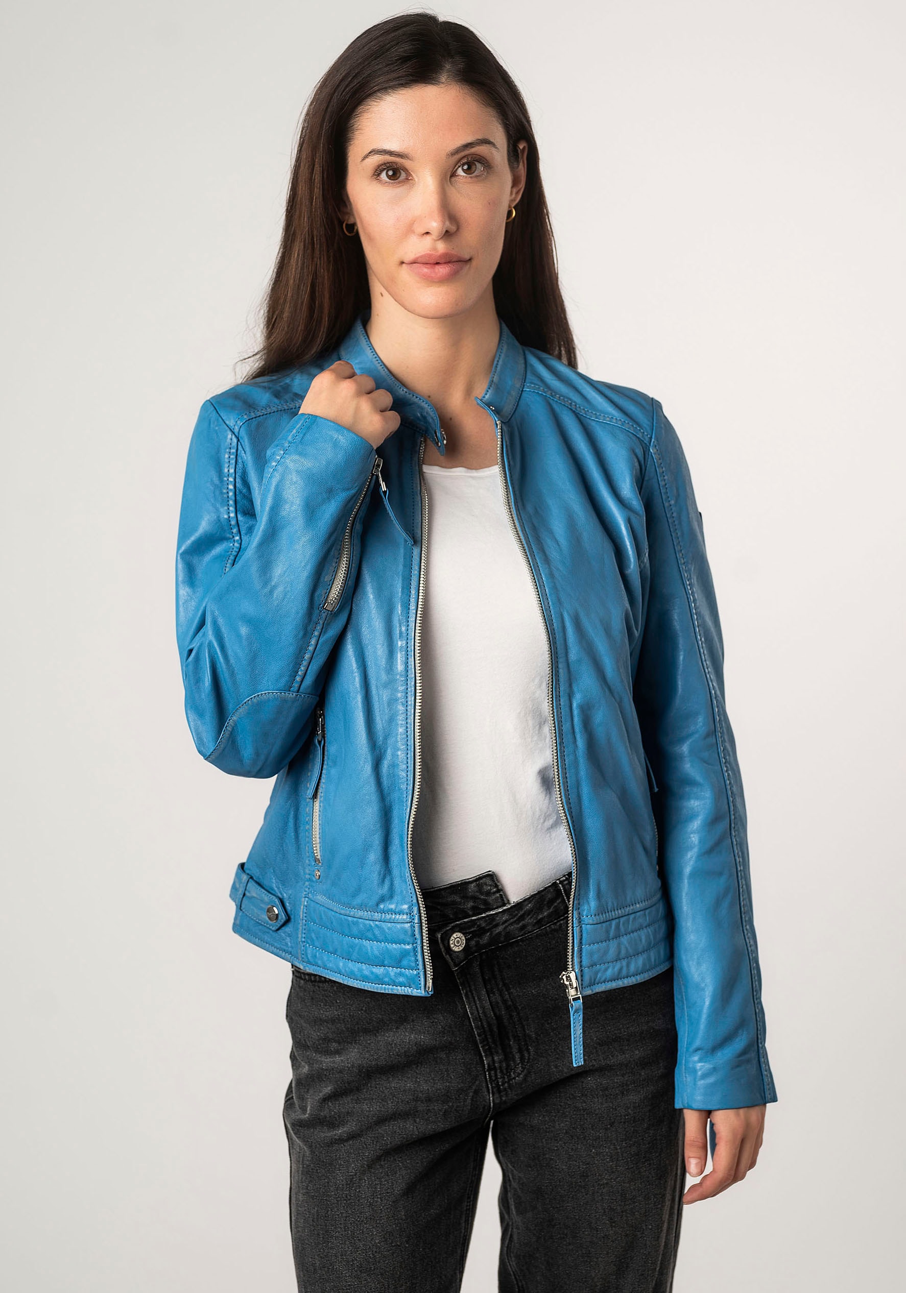 Mauritius Lederjacke »MWFilla«, mit kleinem Stehkragen