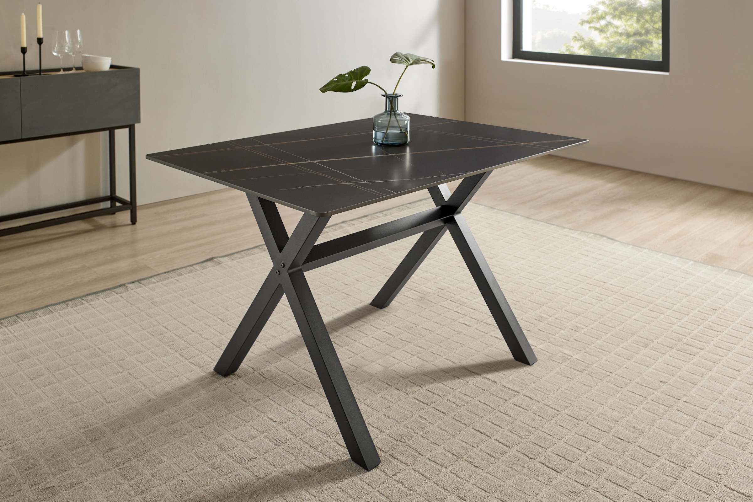 OTTO home Esstisch »Cazie« aus Sicherheitsglas mit drehbarer Tischplatte und verstellbaren Füßen