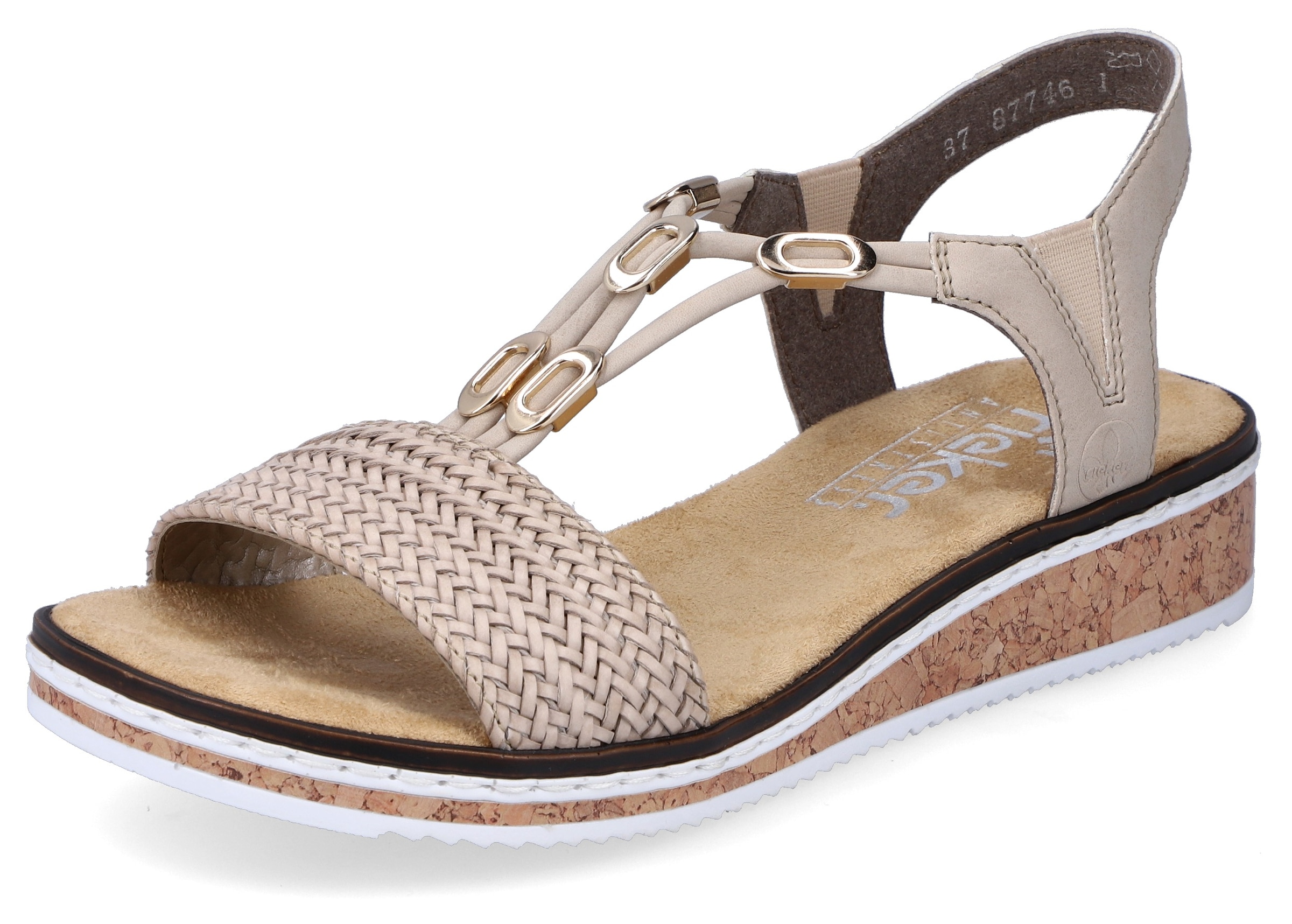 Sandale, Sommerschuh, Sandalette, Keilabsatz, in geflochtenem Look