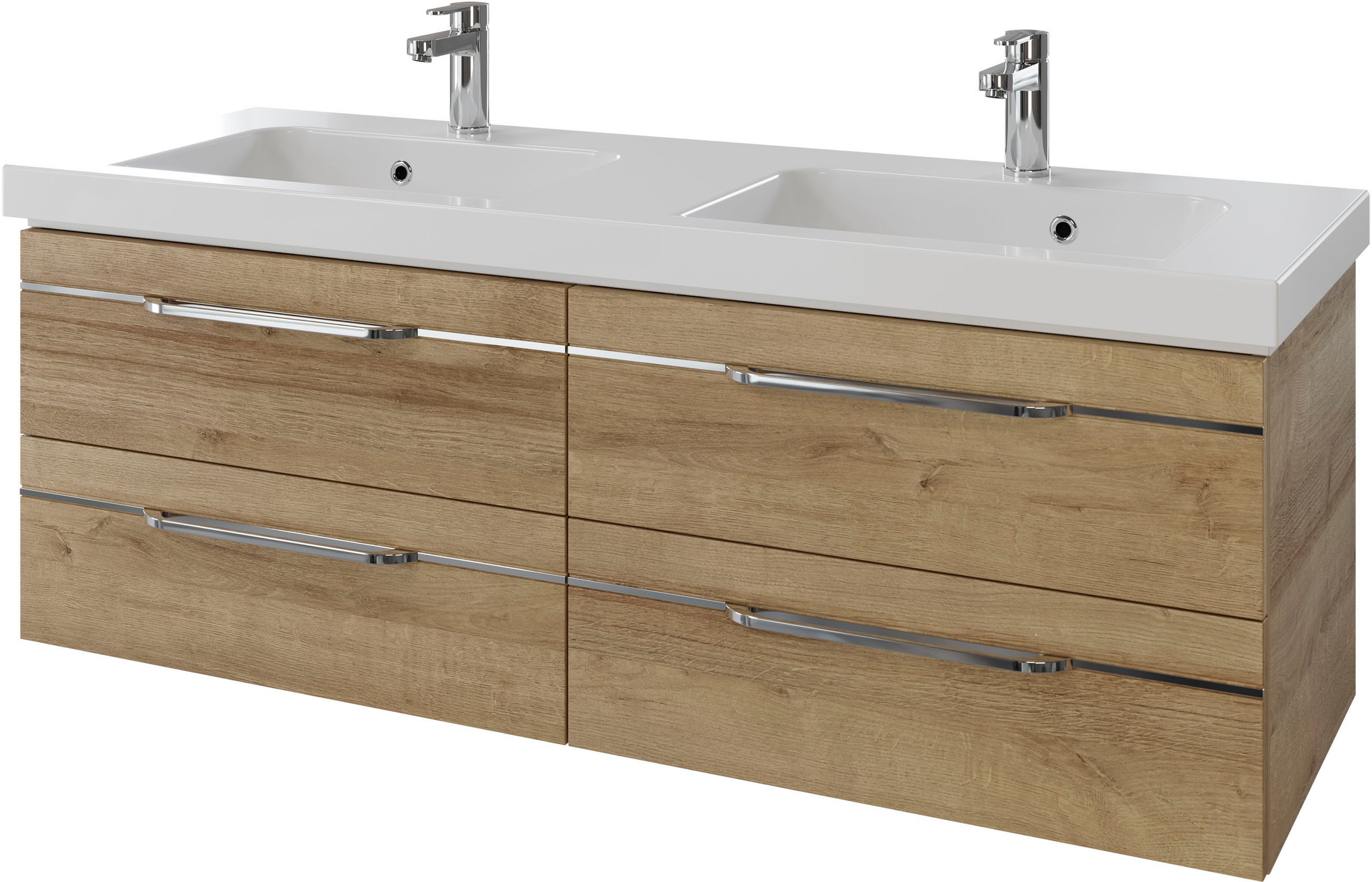 Saphir Badmöbel-Set »Balto 2-teilig Mineralmarmor-Doppelwaschtisch mit LED-Spiegel« 2 Stk. tlg.