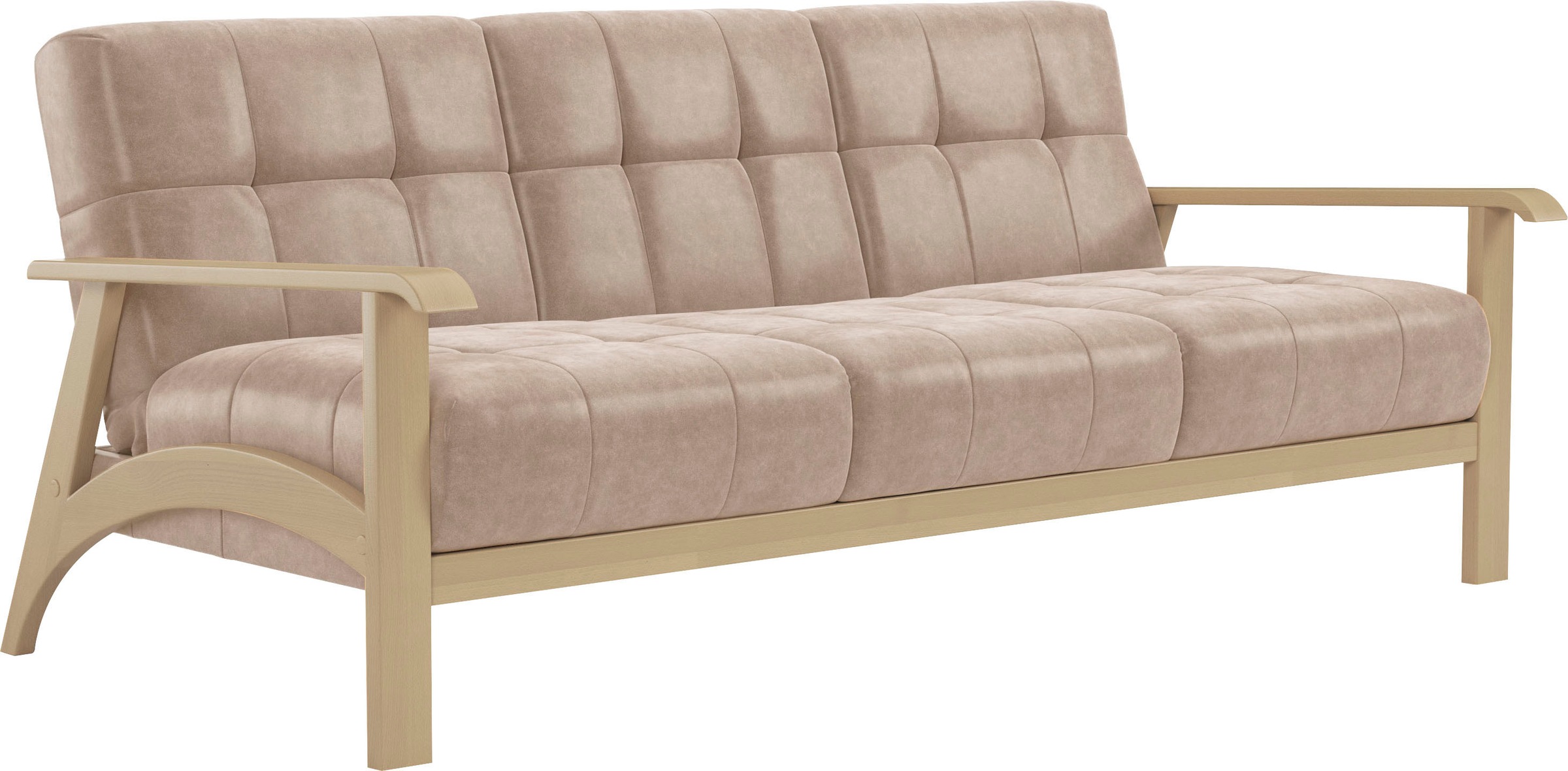sit&more 3-Sitzer »Billund«, Armlehnen aus Buchenholz in natur, verschiedene Bezüge und Farben
