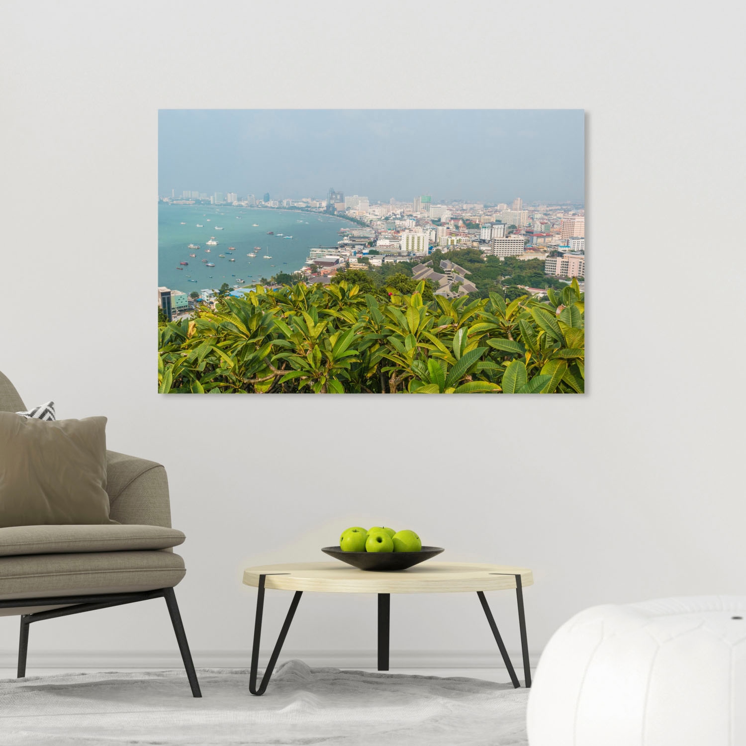 queence Acrylglasbild »Stadt am Meer«, Elemente der Architektur-Gebäude-Städte-Skyline-Pflanzen, Fine Art-Print in Galeriequalität