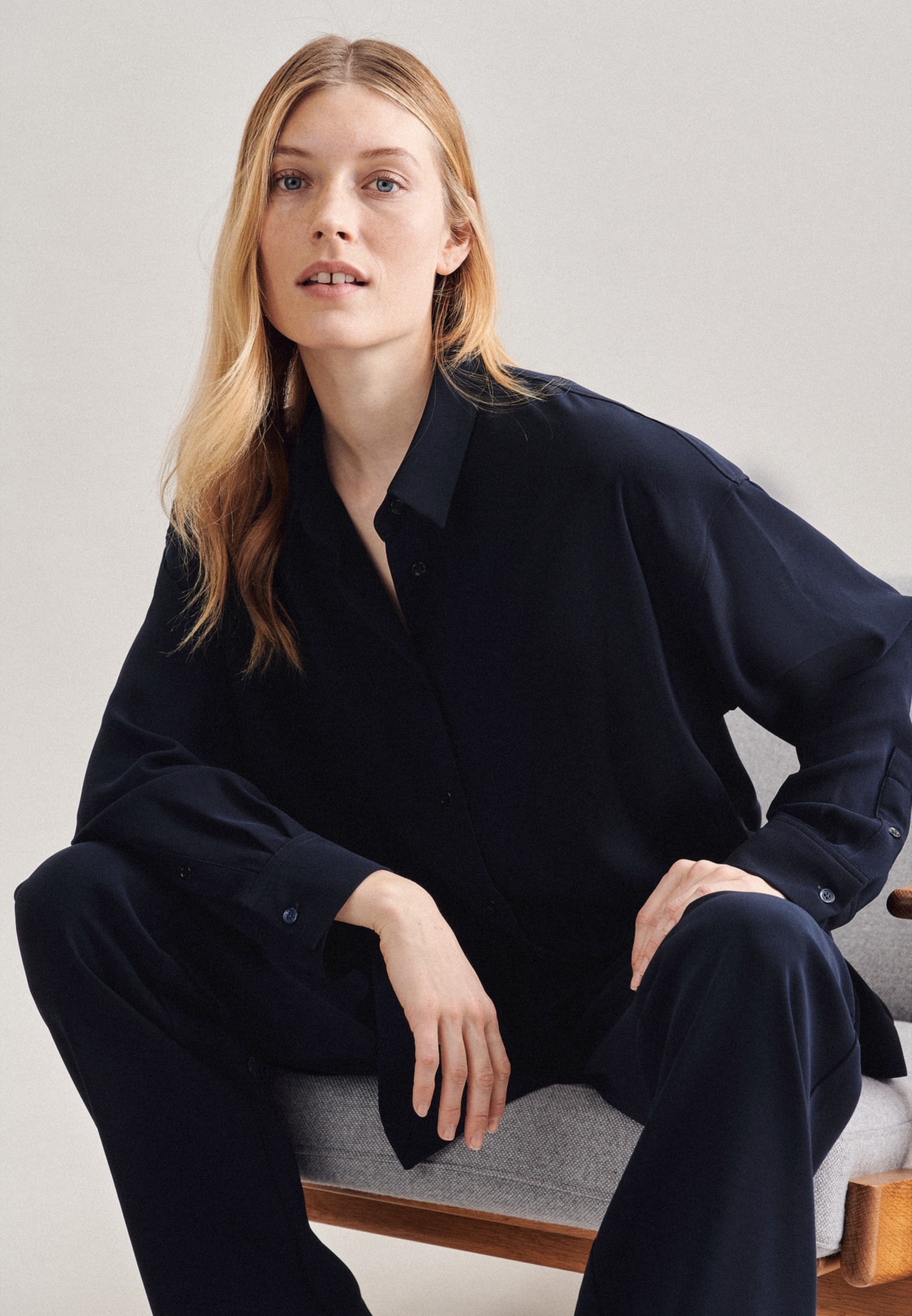 seidensticker Longbluse »Schwarze Rose« Langarm Kragen Uni