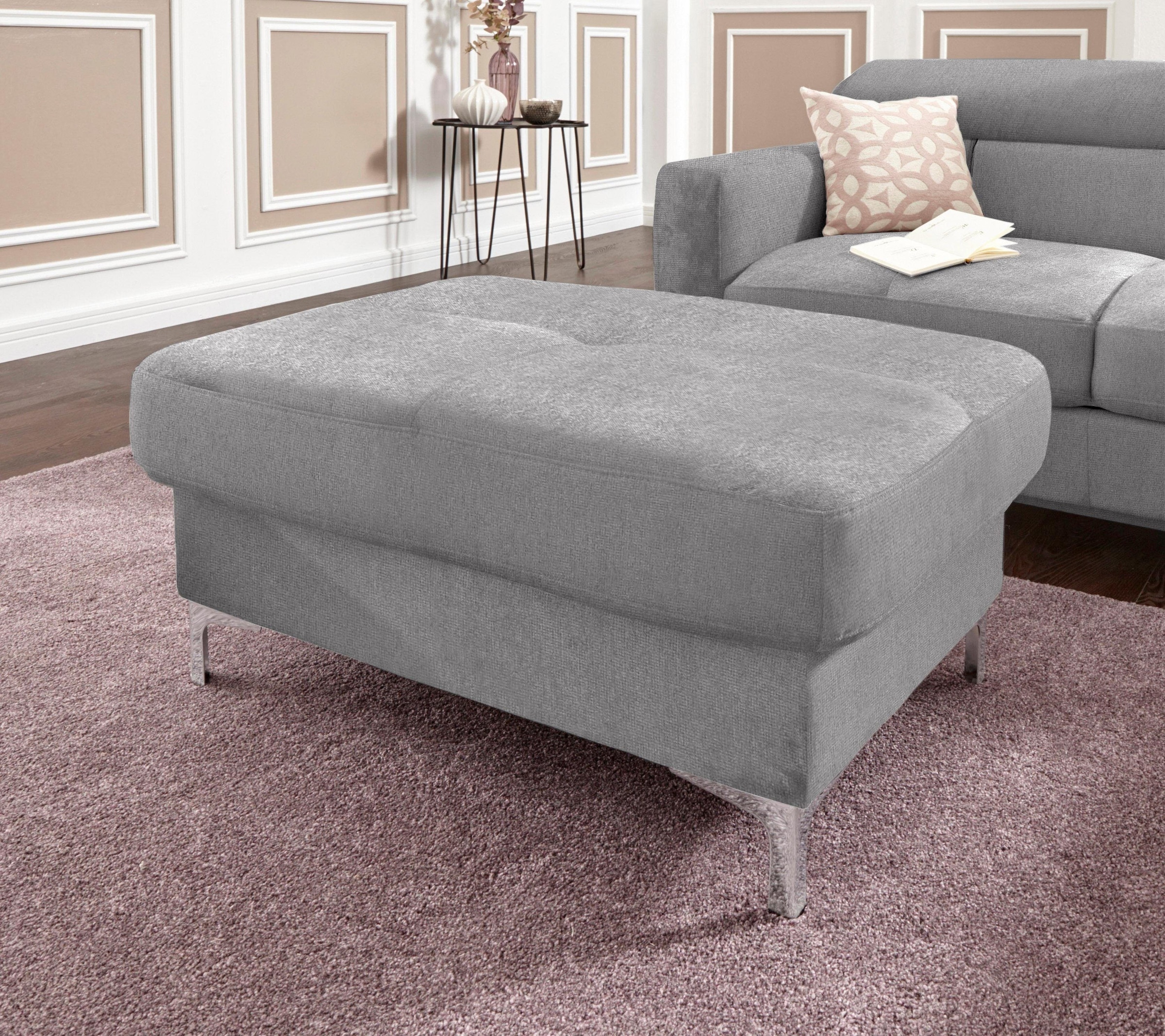 COTTA Polstergarnitur »Sammy L-Form«, (Set), Set bestehend aus: Ecksofa mit Kopfteilverstellung & Hocker
