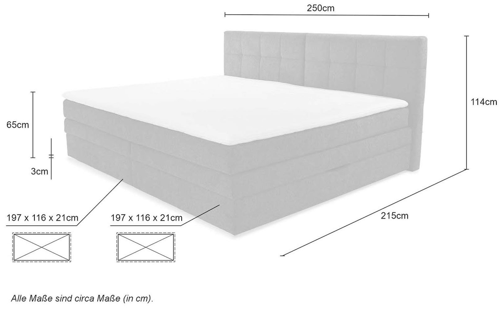 Jockenhöfer Gruppe Boxspringbett »Casa Grande in der Breite 240cm, Familienbett mit riesigem Bettkasten« 7-Zonen-TTFK-Matratze, KS-Topper, verschiedene Härtegrade wählbar