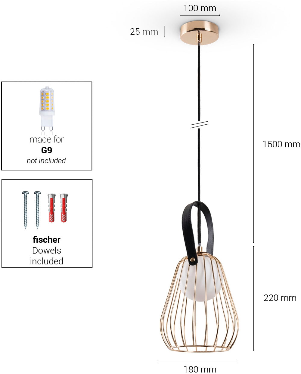 Paco Home Pendelleuchte »RICARDA«, Leuchtmittel G9 | ohne Leuchtmittel, Wohnzimmer Vintage G9 Käfigleuchte Esszimmer Metall Industrial