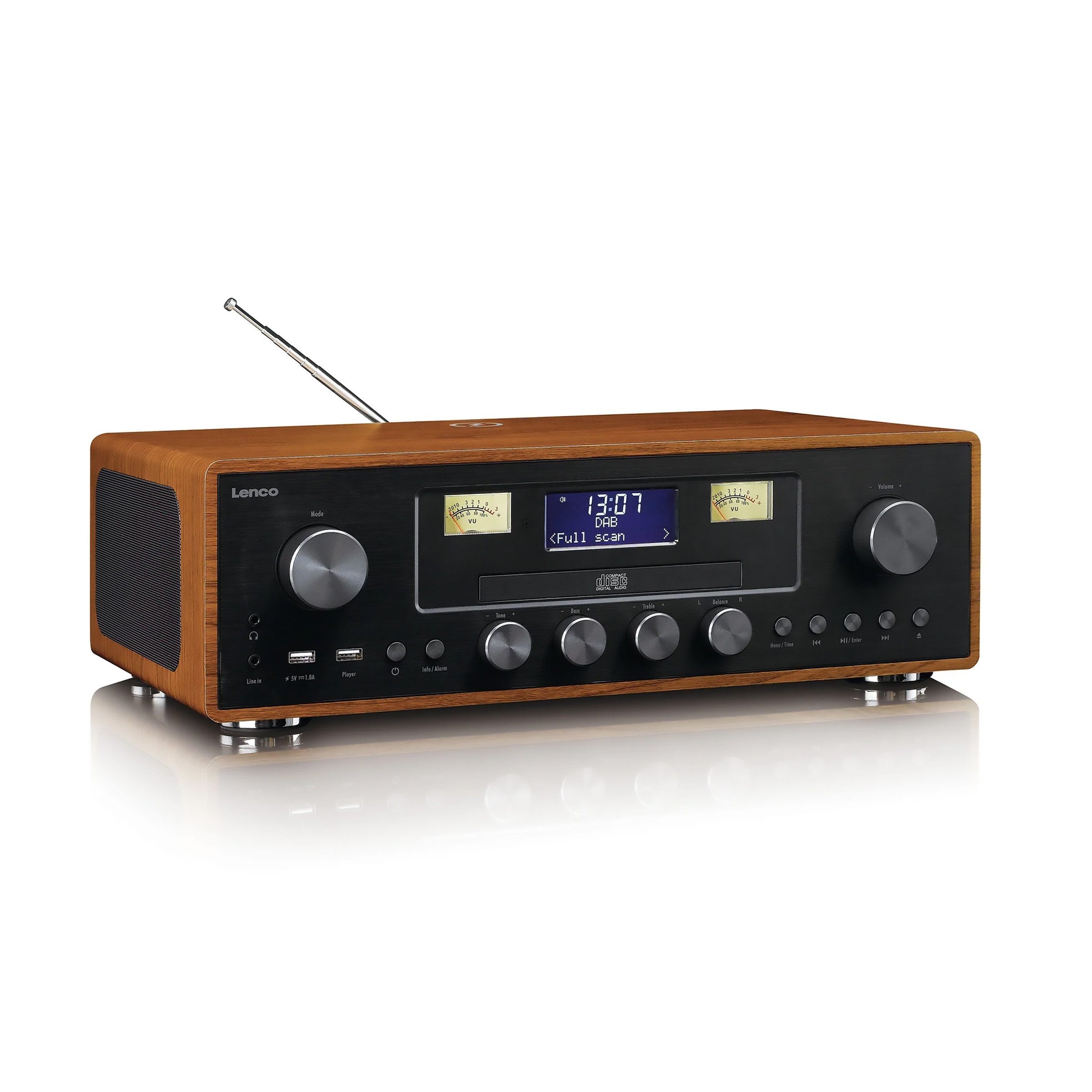 Lenco Stereoanlage »DAR-081WD« (Bluetooth Digitalradio (DAB+) | FM-Tuner 30 W) DAB+/FM, 2×15 W RMS, kabellose Ladefläche