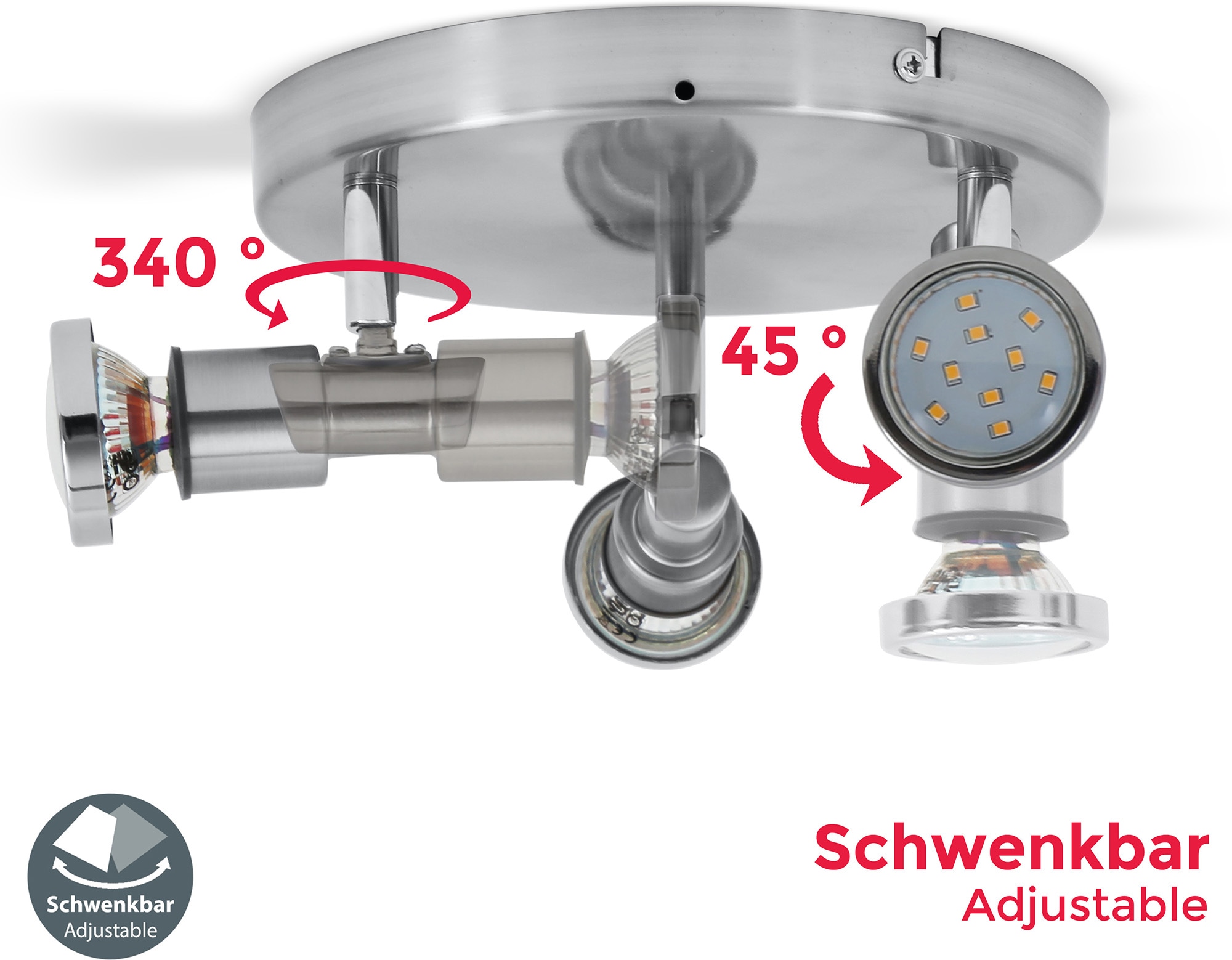 B.K.Licht LED Jahren mit Lampe Badlampe »Aurel«, GU10 online IP44 3 XXL Deckenstrahler kaufen Deckenleuchte 3 Garantie Deckenspot flammig-flammig, | LED Badezimmer