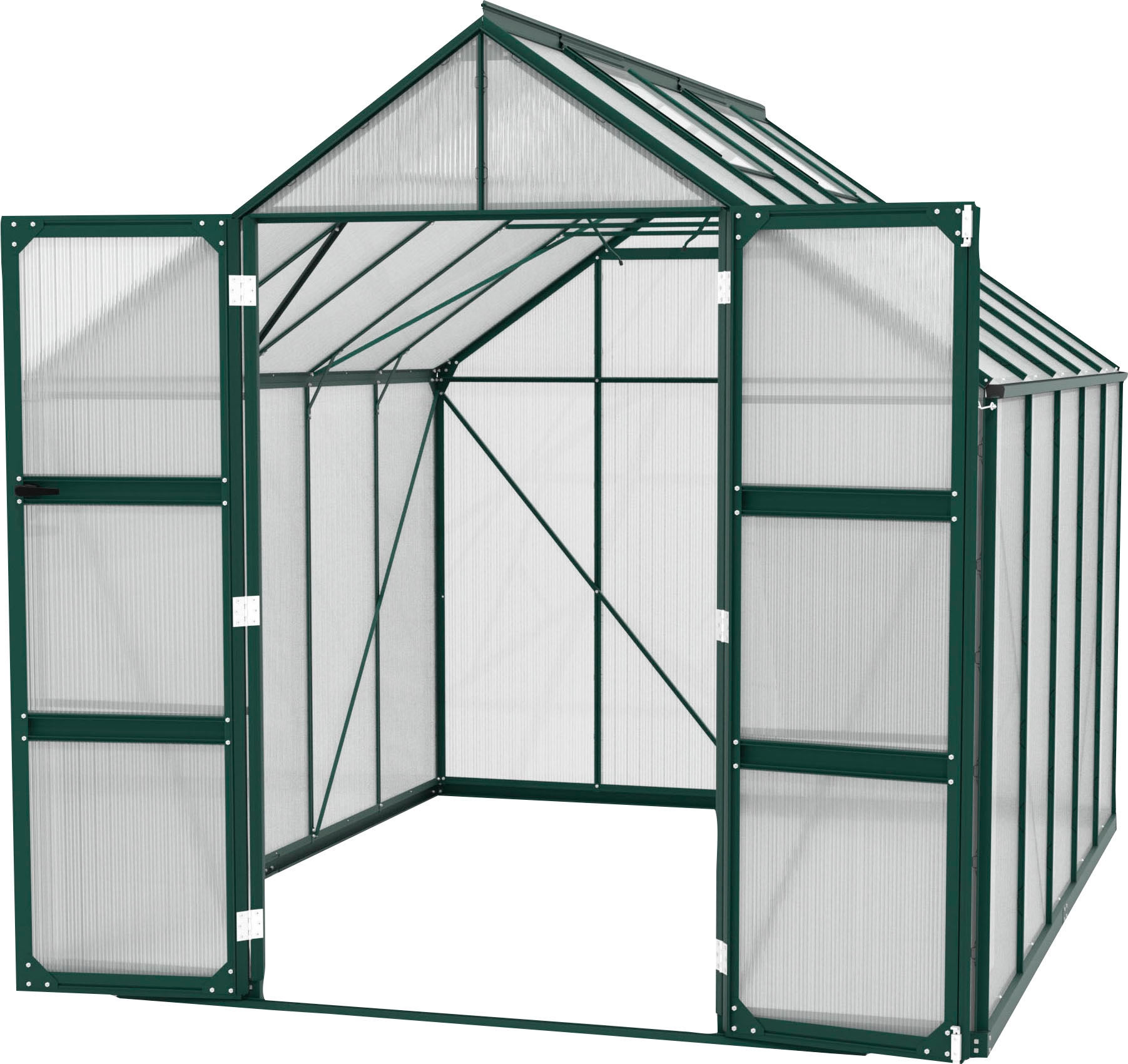 Vitavia Gewächshaus "Domus 8300" mit Doppelschwingtüren und bodentiefer Türschwelle, 6 mm Hohlkammer
