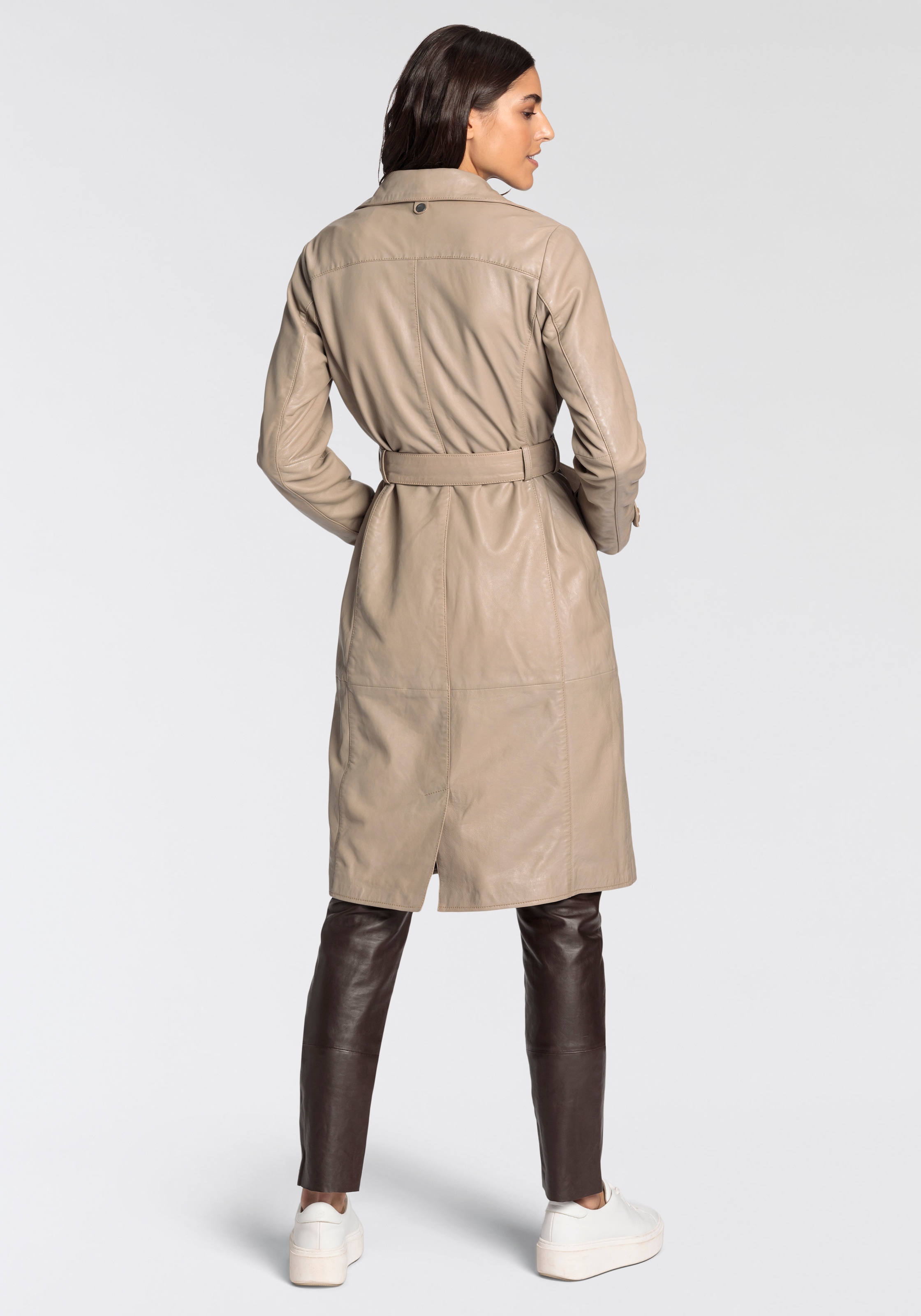 Gipsy Ledermantel »GWTaruh OT«, (2 tlg.), femininer Leder-Trenchcoat mit Bindegürtel