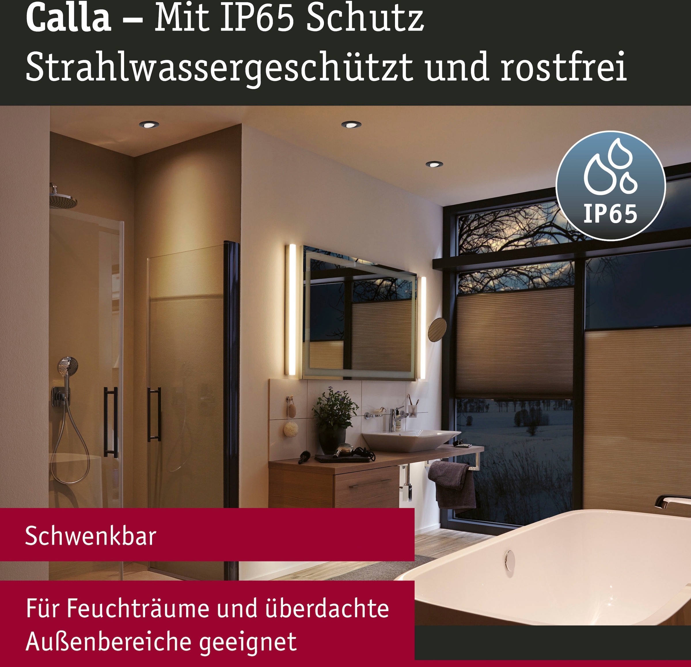 Paulmann LED Einbauleuchte »Calla 1x680lm 4000K 6W 230V schwarz matt«, 1 flammig, IP65