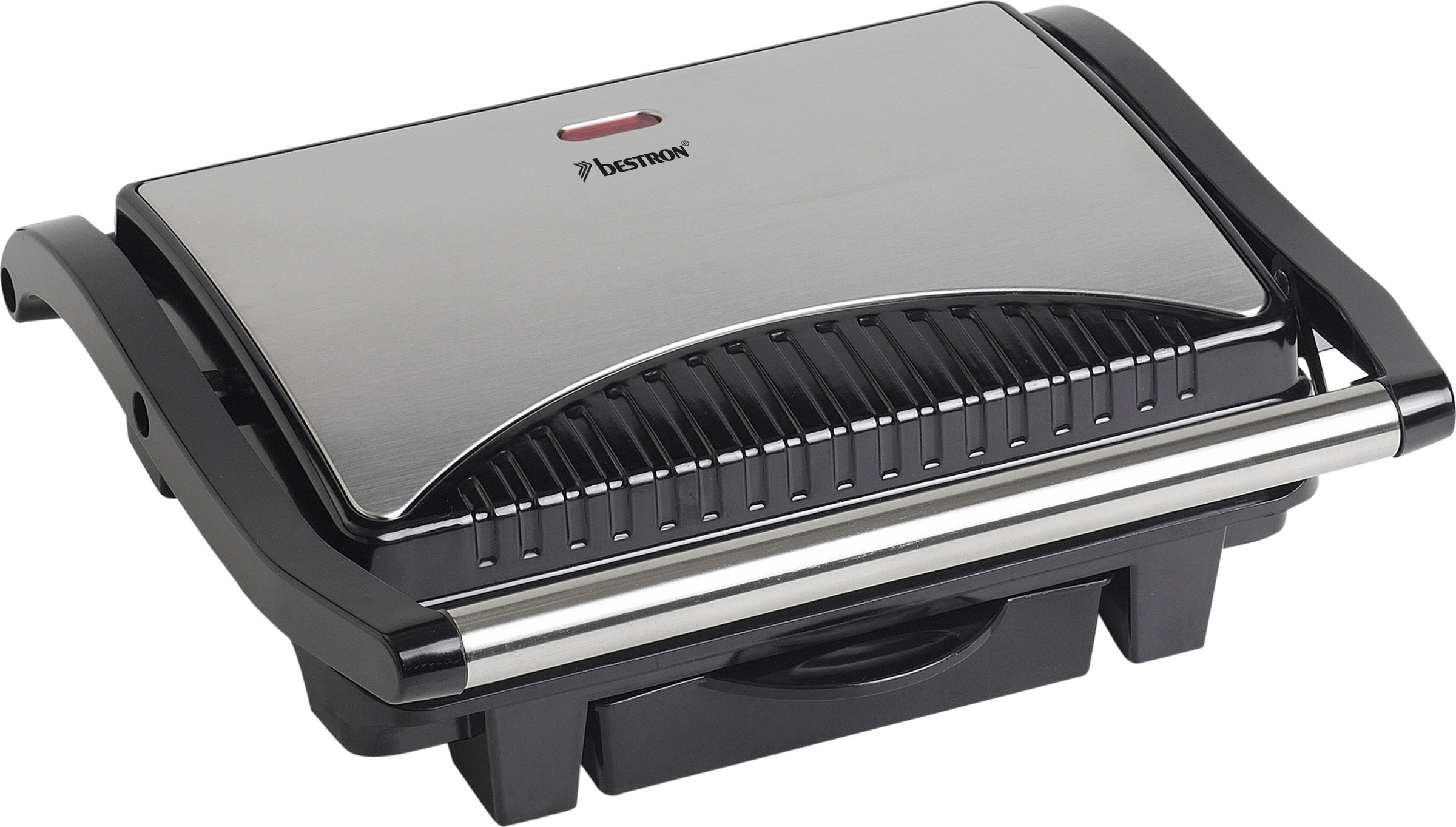 bestron Kontaktgrill »ASW113S Sandwich-/Panini-Kontaktgrill«, 1000 W, antihaftbeschichtet, mit Auffangschale, Schwarz